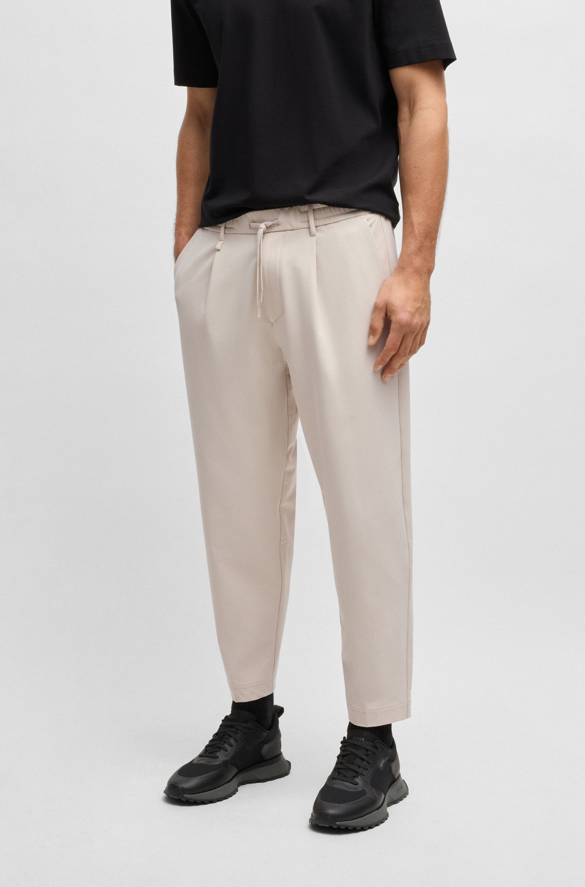 BOSS GREEN Webhose »T Convert-Pleat« mit Zugbund und Markenlabel Bundfaltenhose Anzughose Stretchhose
