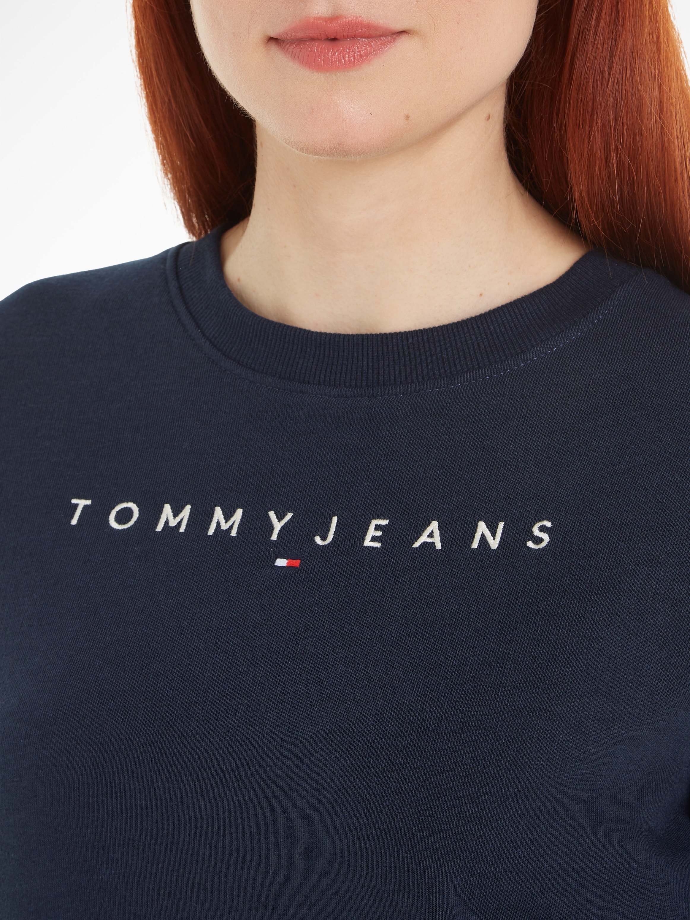 Tommy Jeans Curve Sweatshirt »TJW REG LINEAR CREW EXT«, in Grossen Grössen mit Logoschriftzug