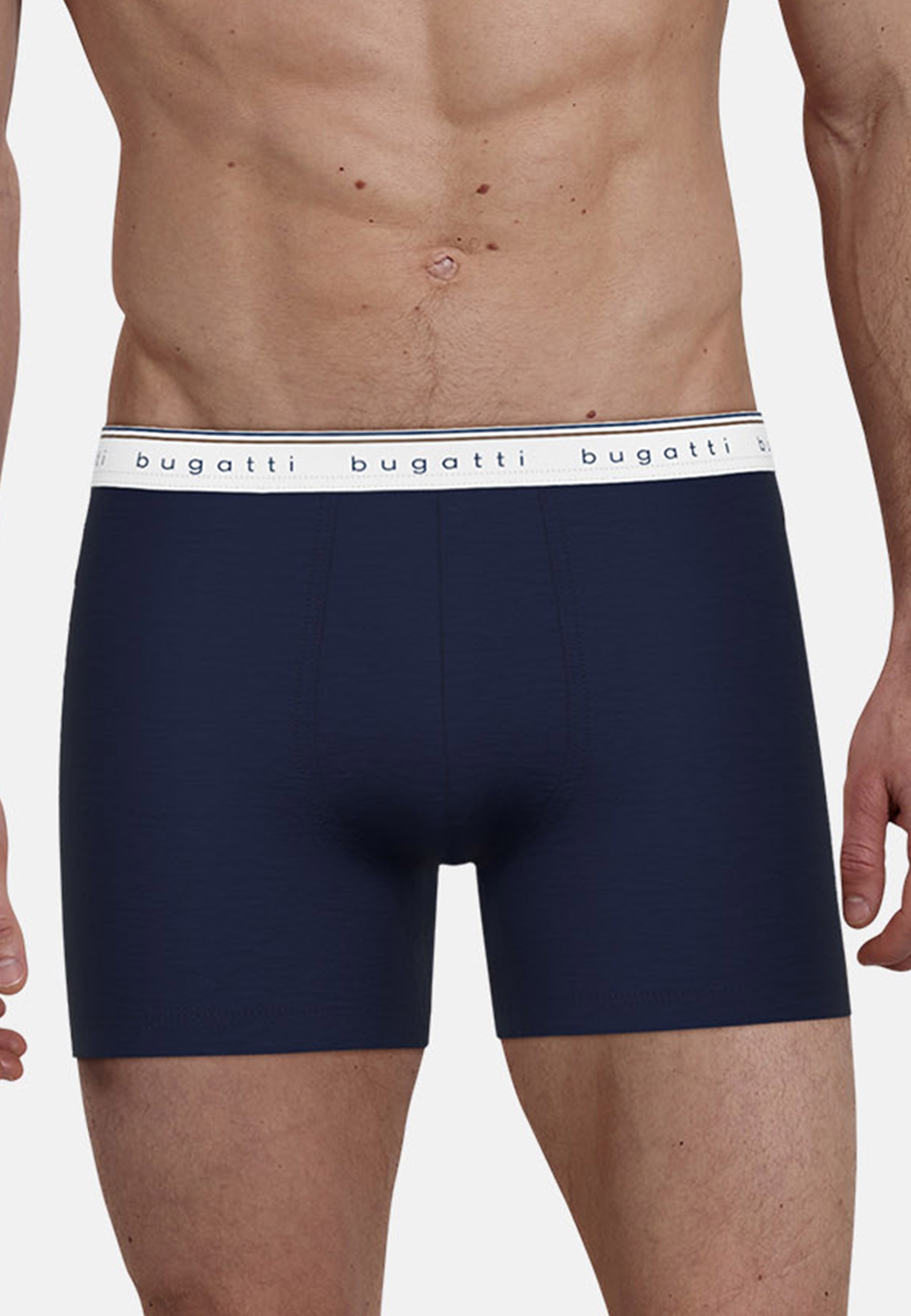 bugatti Boxershorts »Pisa«, (3er Pack), breiter Bund, mit Logo, atmungsaktiv, Baumwollmix, eng, basic