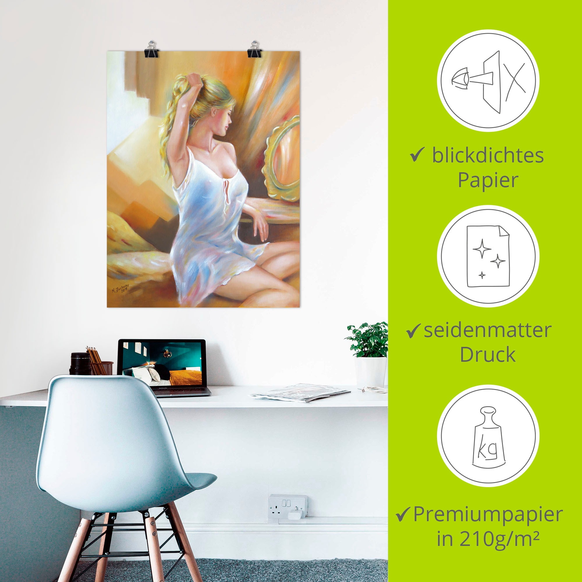 Artland Wandbild »Sexy Frau am Spiegel«, Erotische Bilder, (1 St.), als Leinwandbild, Poster in verschied. Grössen