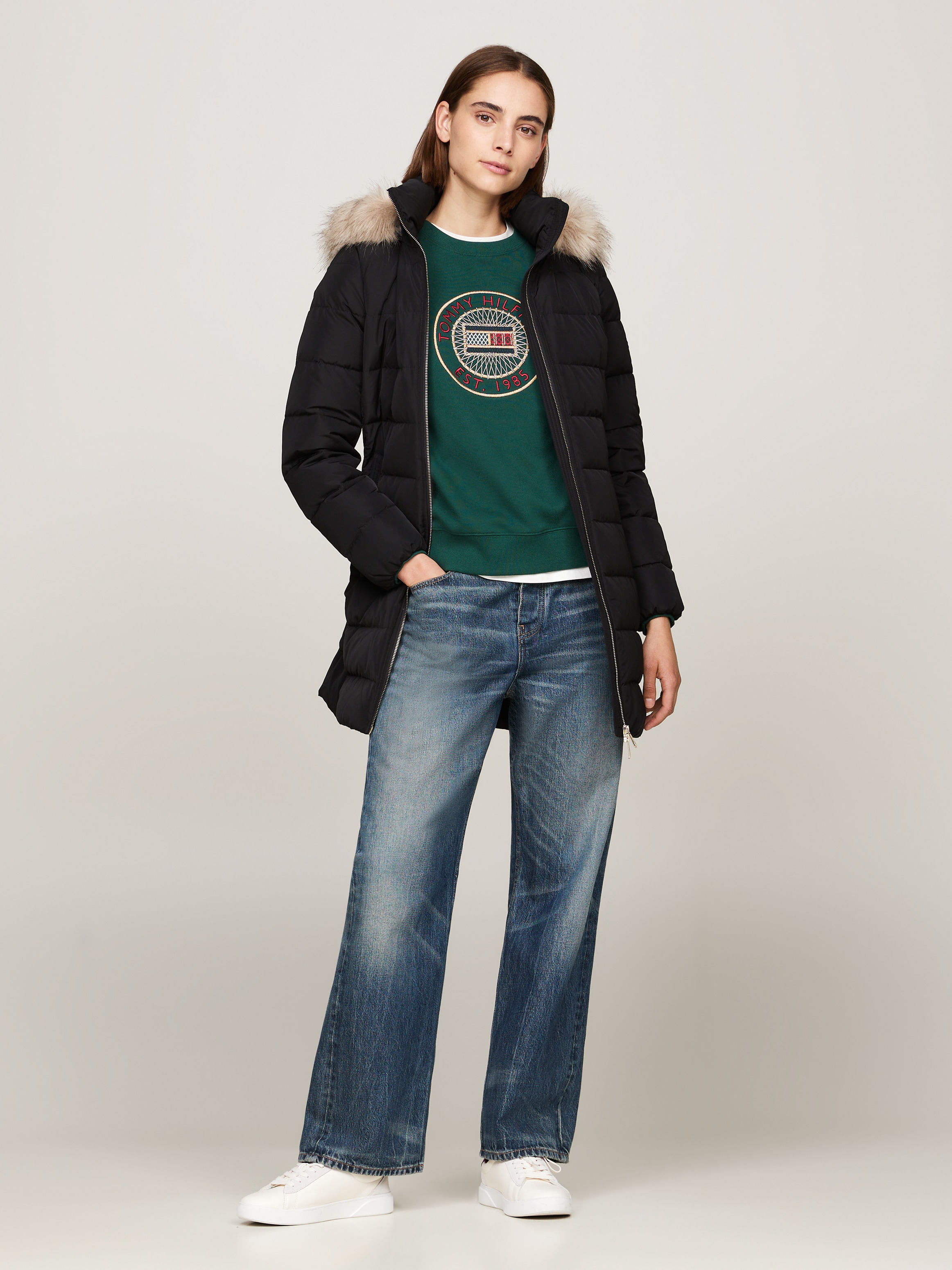 Tommy Hilfiger Steppmantel »HERITAGE DOWN TYRA COAT WITH FUR«, mit Fellimitat