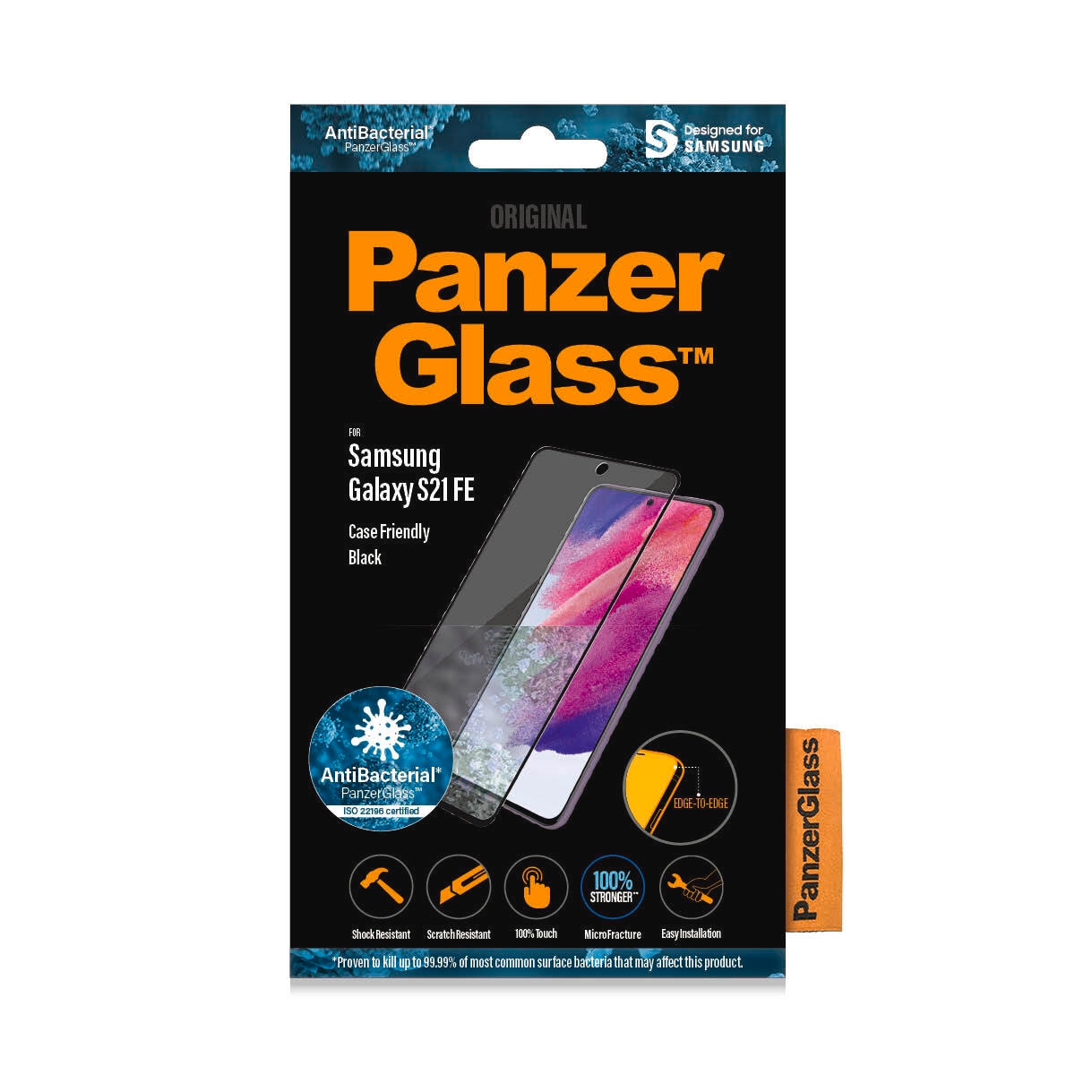 CARE by PanzerGlass Displayschutzglas »AntiBacterial Screen Protection«, für Samsung Galaxy S21 FE, Displayschutzfolie, Schutzfolie, Bildschirmschutz, kratz- & stossfest