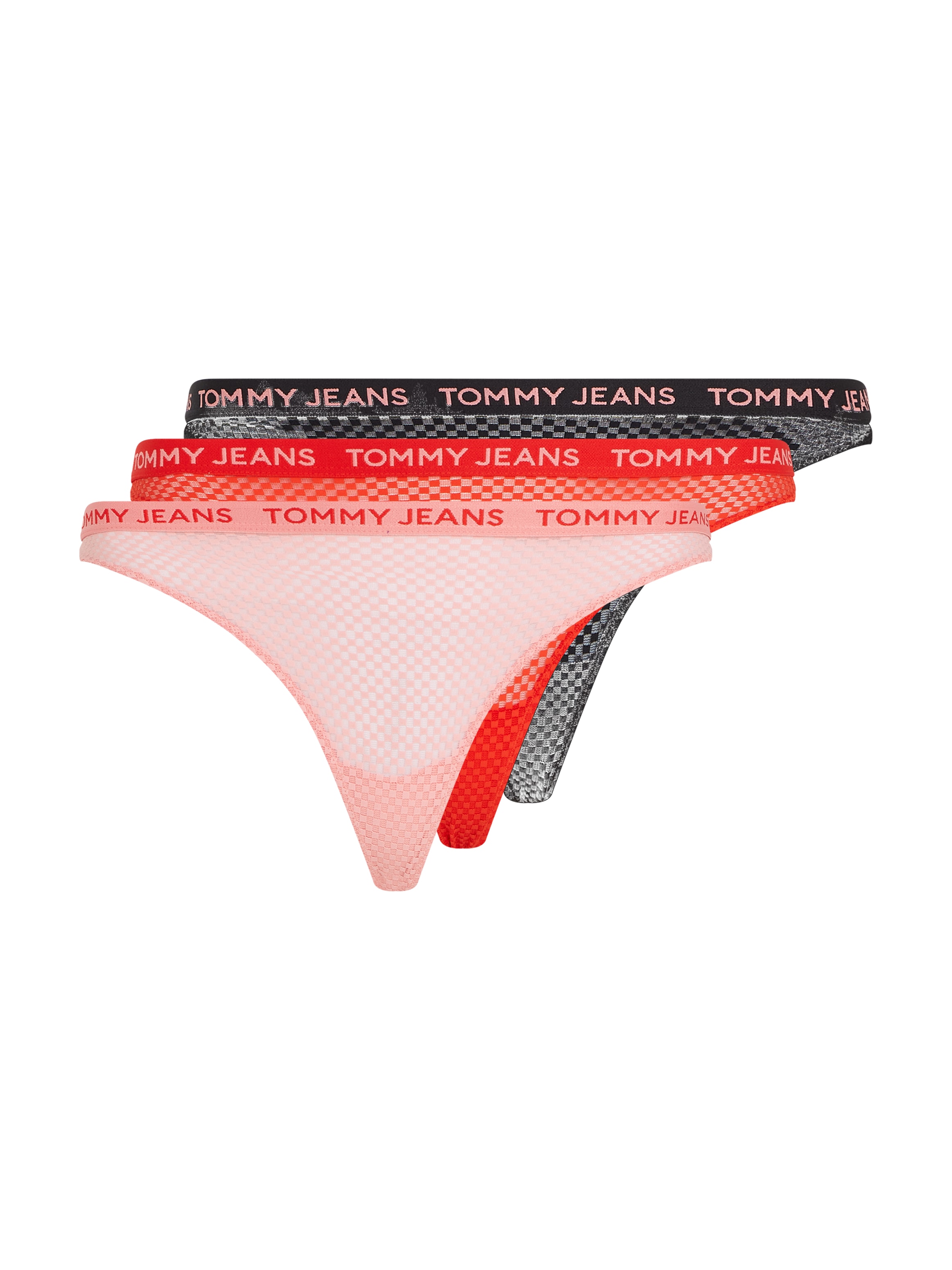 Tommy Hilfiger Underwear Slip »3P HR THONG LACE (EXT SIZES)«, (Packung, 3 St., 3er), leicht transparente Qualität, Logoschriftzug