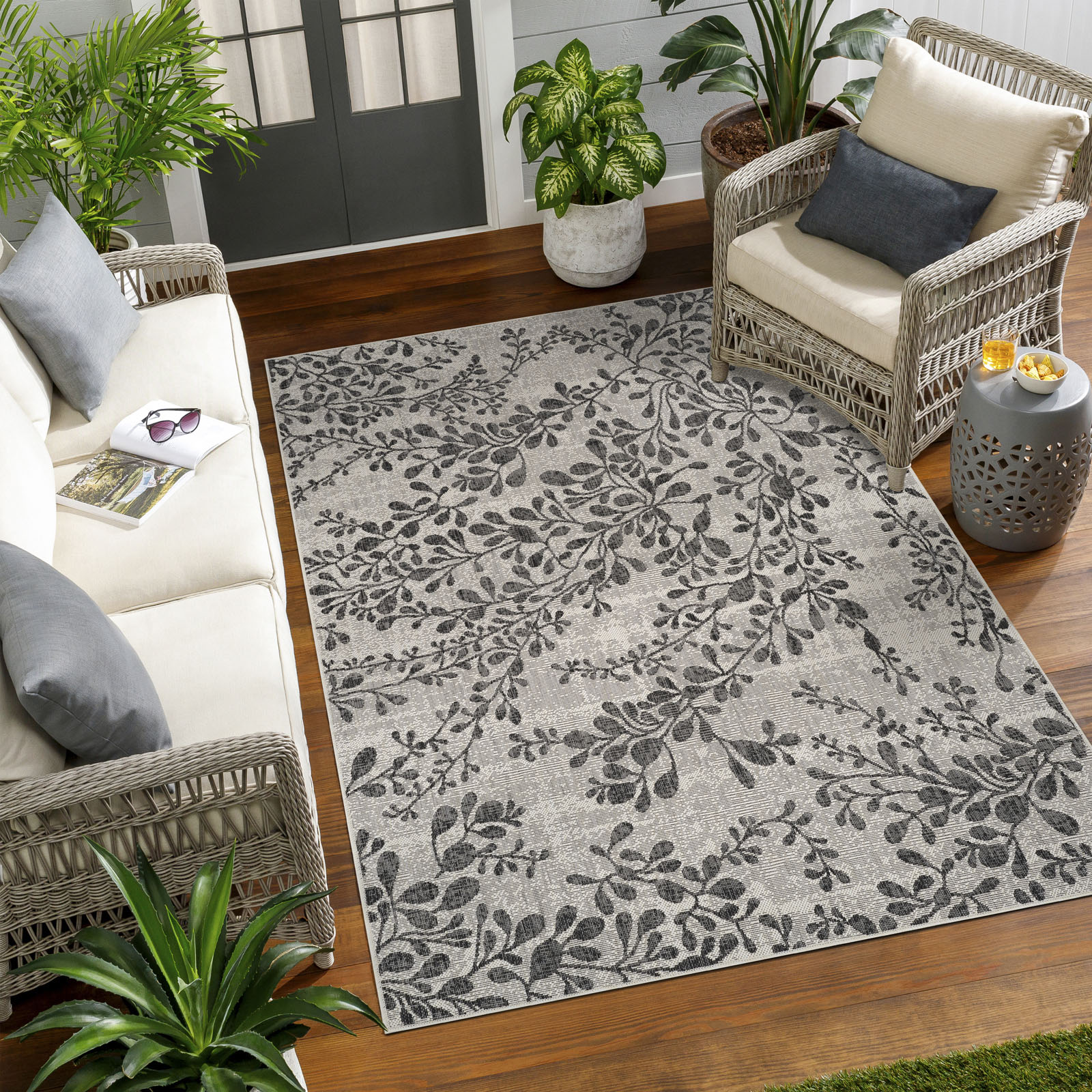 Livabliss Teppich »HASSELT« rechteckig 5 mm Höhe In- & Outdoorteppich, Wetterfest, Boho-Teppich für Balkon, Terrasse