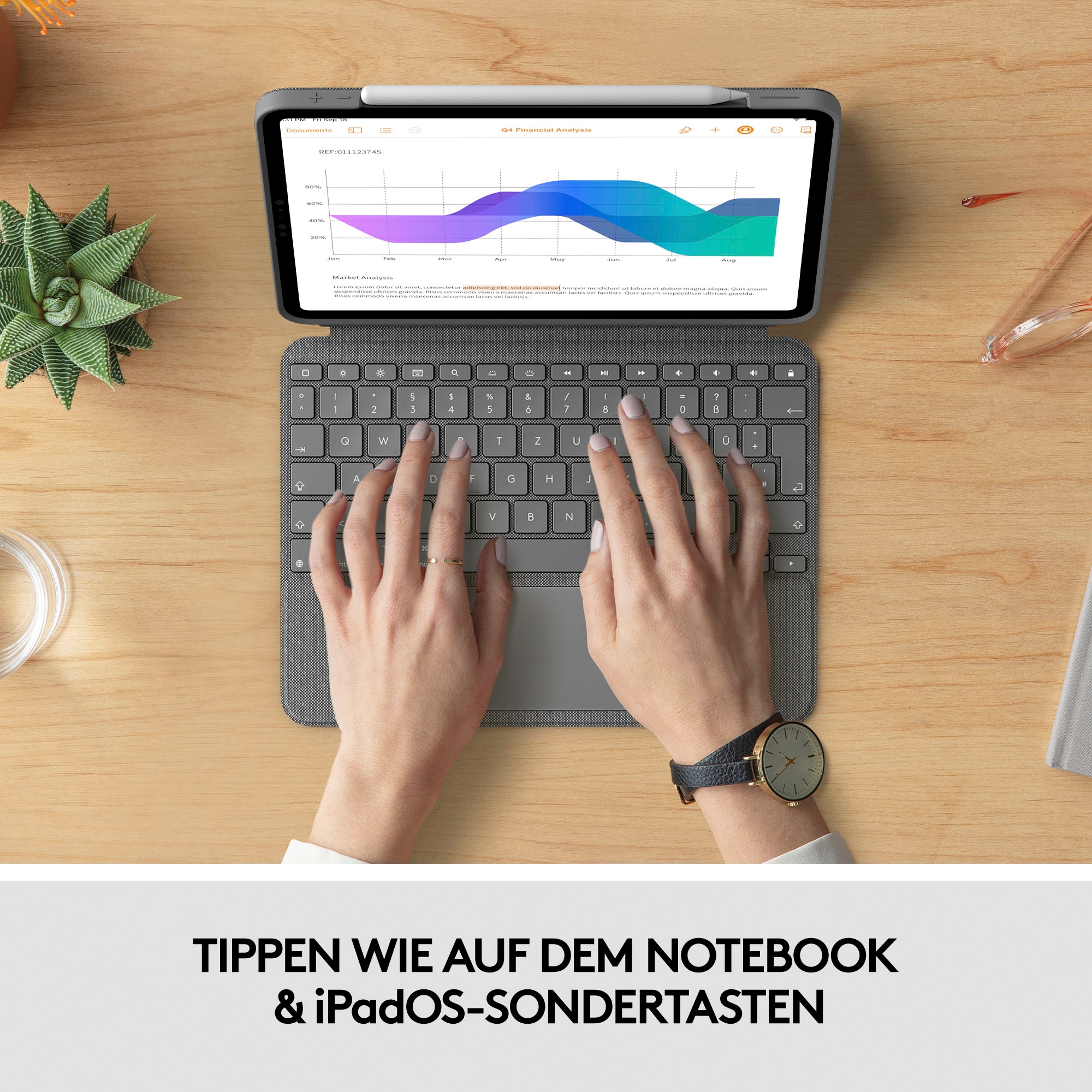 Logitech iPad-Tastatur »Combo Touch iPad Pro 11 Zoll«, (ausklappbare Füsse-Multimedia-Tasten)