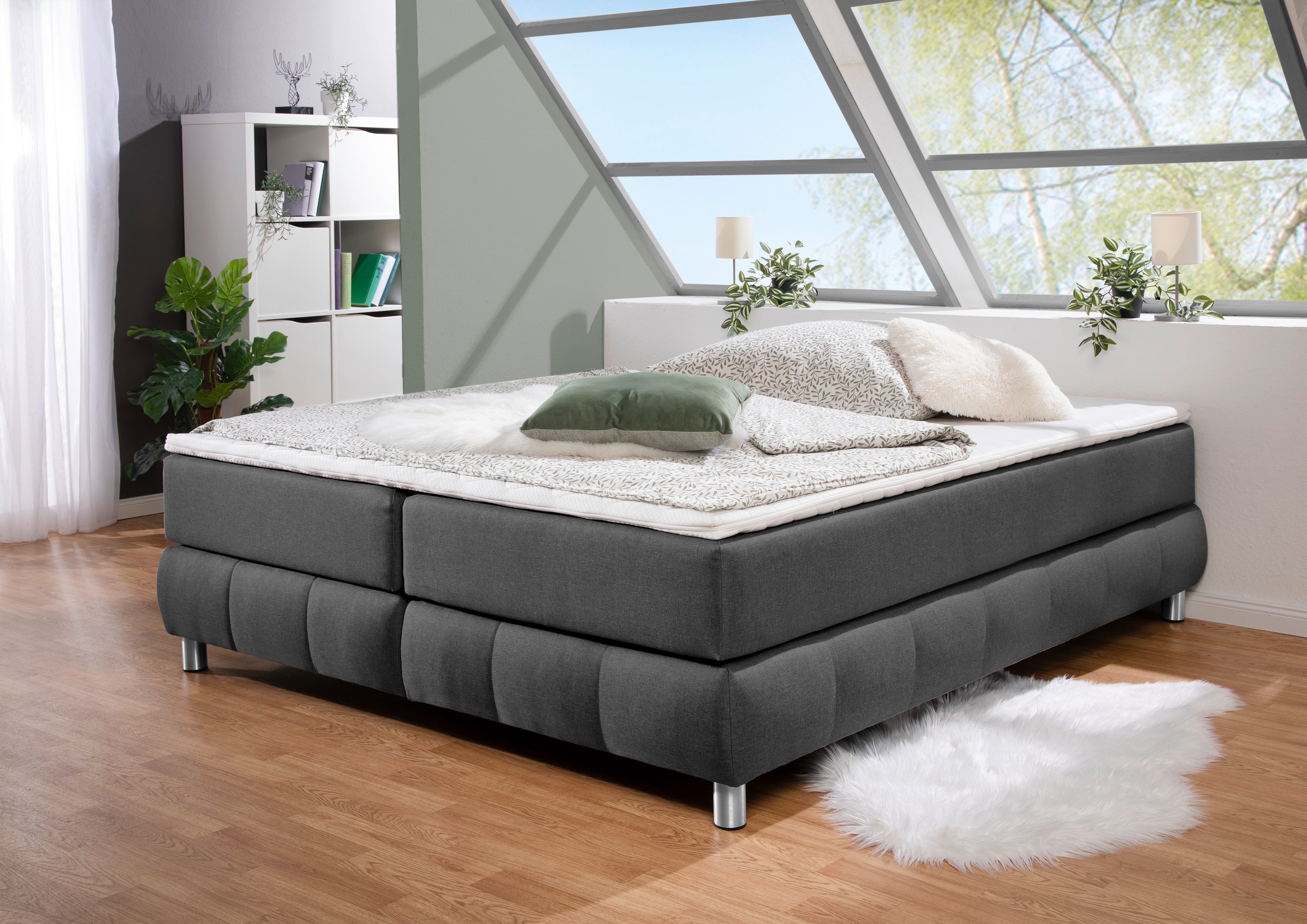 Home affaire Boxspringbett "Salo" Ohne Kopfteil, inkl. Topper, auch in Überlänge 220 cm