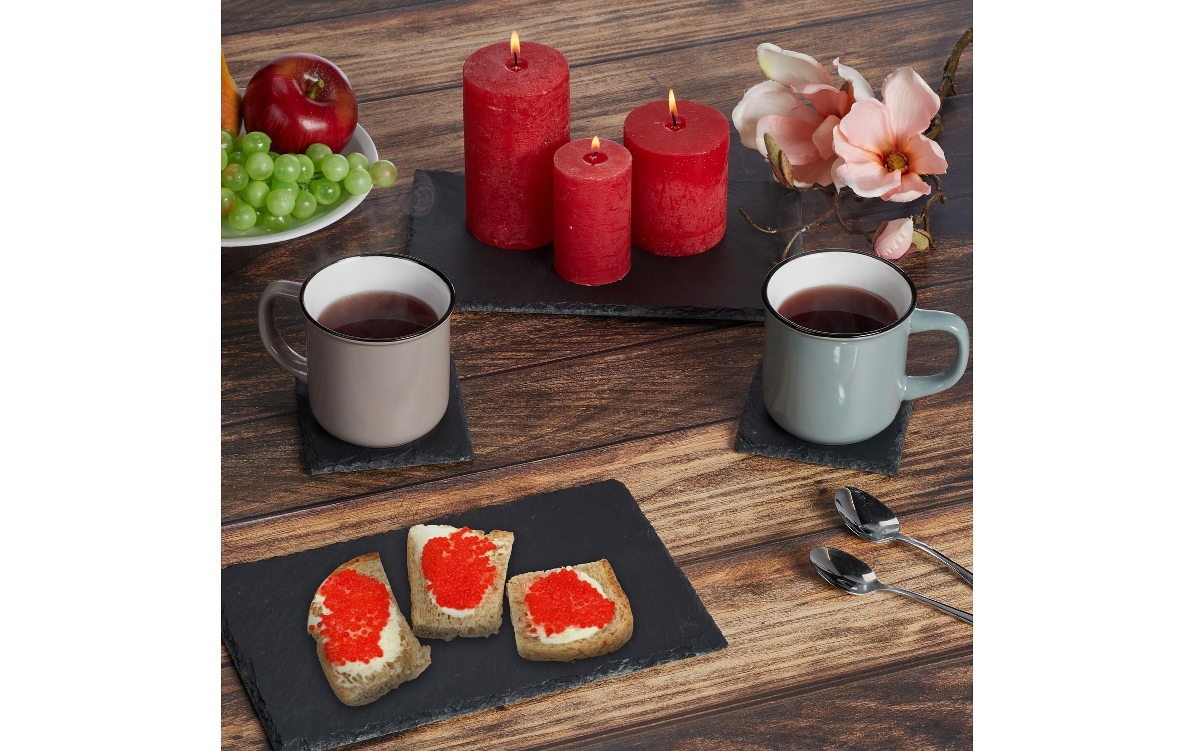 relaxdays Servierplatte »4 Stück Schwarz«