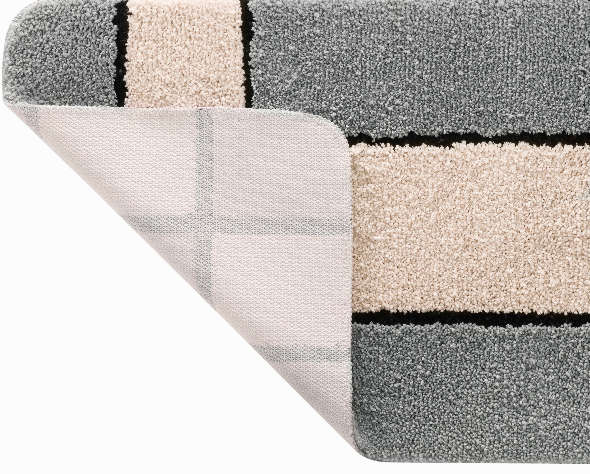 my home Badematte »Melli«, rutschhemmend beschichtet, fussbodenheizungsgeeignet, Badteppich, mit Muster, karierte Badematte