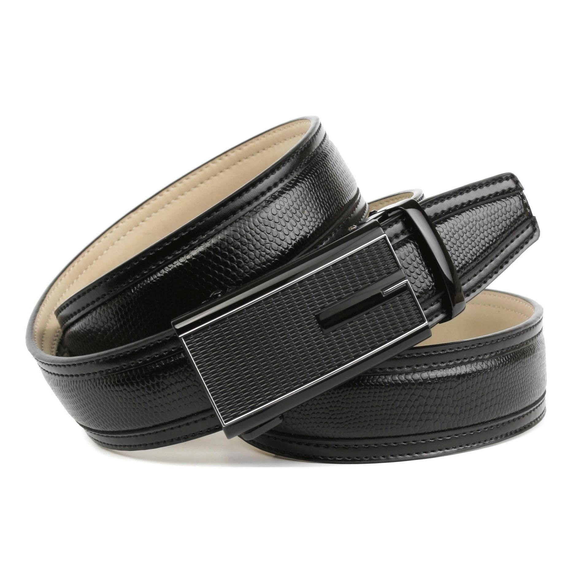 Jelmoli-Versand Crown Handgenähter Automatik-Schliesse in schwarz shoppen Gürtel Ledergürtel, stilvoller | mit Anthoni online