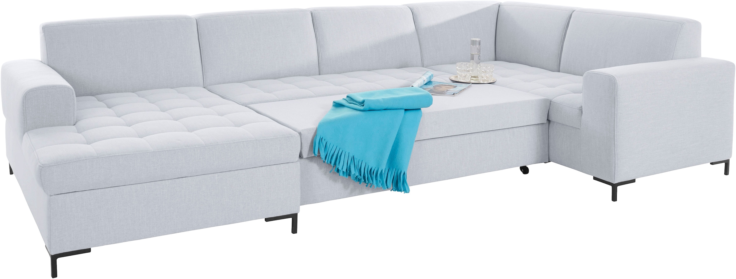 GOODproduct Wohnlandschaft »Grazzo, aktuelle Steppung im Sitz, viel Platz, U-Form, Breite 332cm«, hochwertige Stoffe aus recyceltem Material, Steppung im Sitzbereich