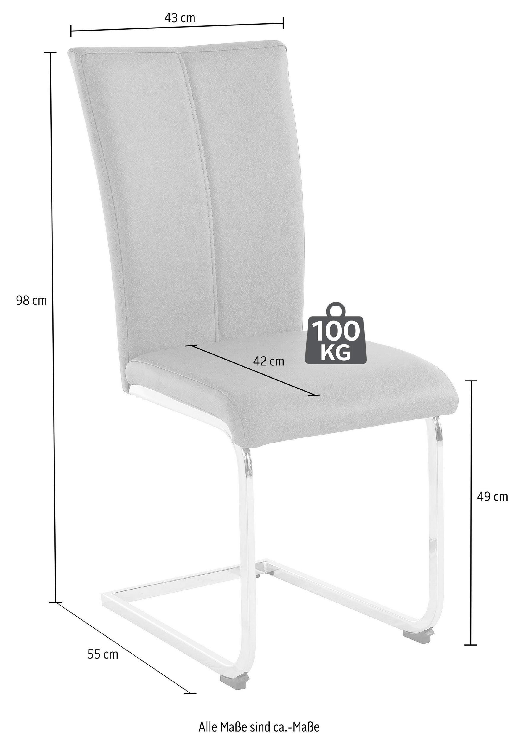 Home affaire Freischwinger »Alex«, (Set), 2 St., Struktur 2, Stuhl belastbar bis 120 Kg, Gestell im Chrom-Look