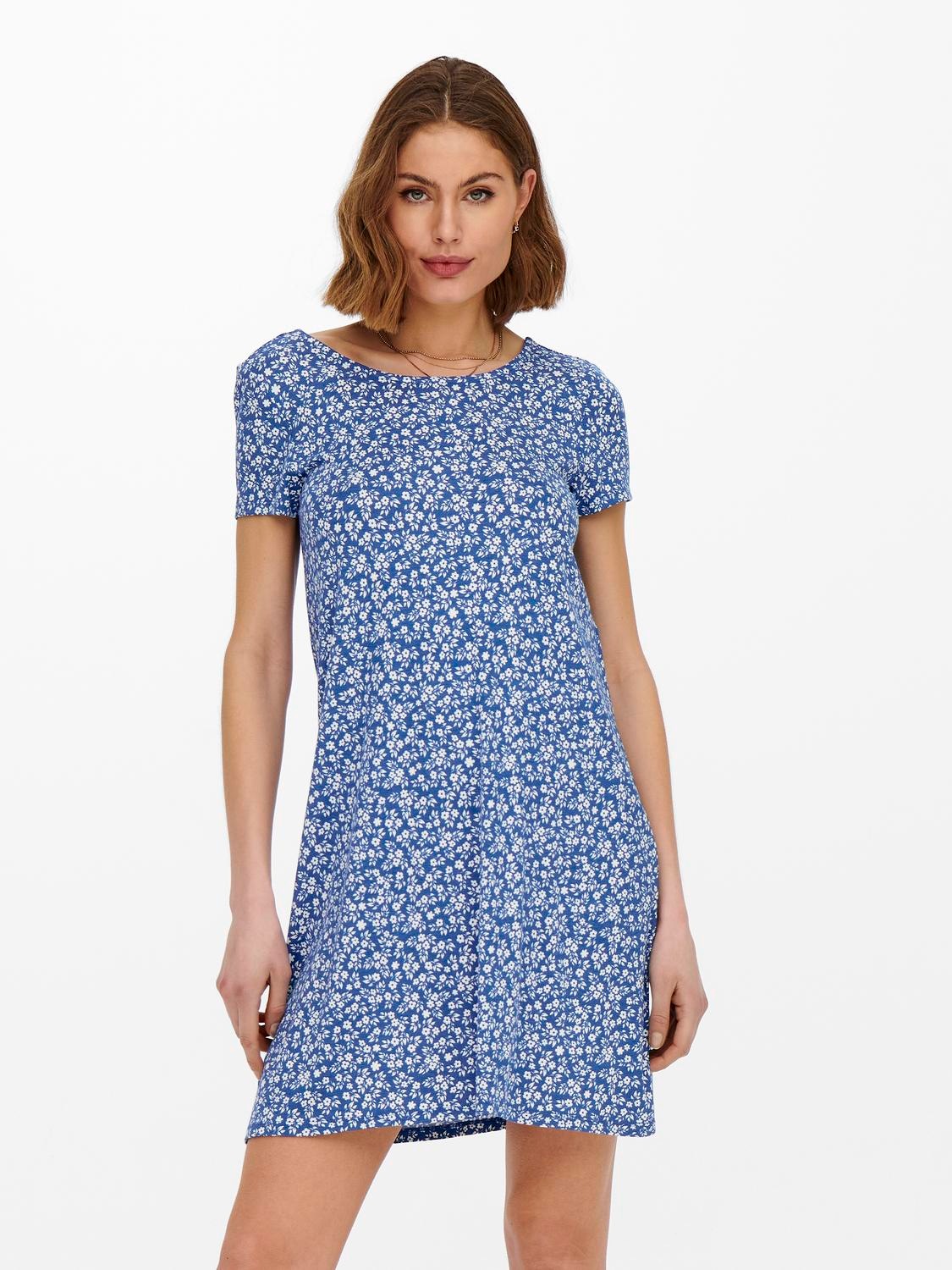 ONLY Minikleid »ONLBERA BACK LACE UP S/S DRESS JRS NOOS« Viskosemischung, regular fit, Rundhals