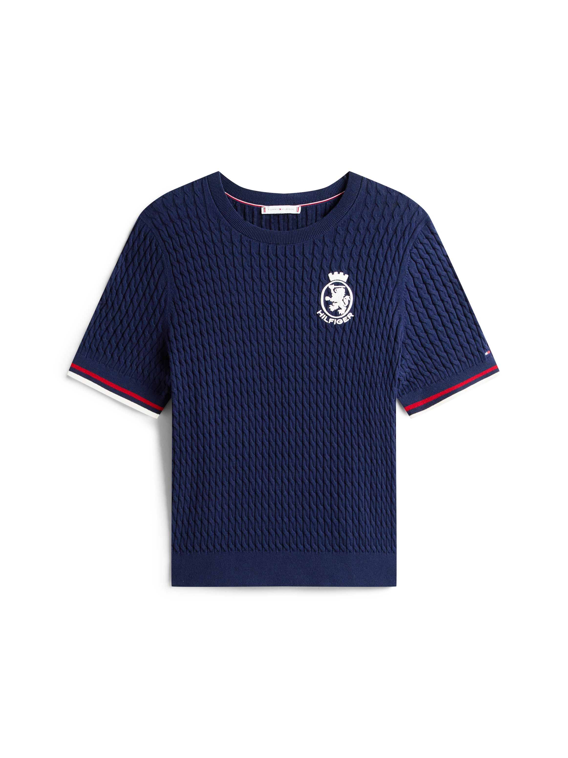 Tommy Hilfiger Curve Strickpullover »CRV CO CABLE FINE GG GPC SS SWT«, in grossen Grössen, mit Zopfmuster