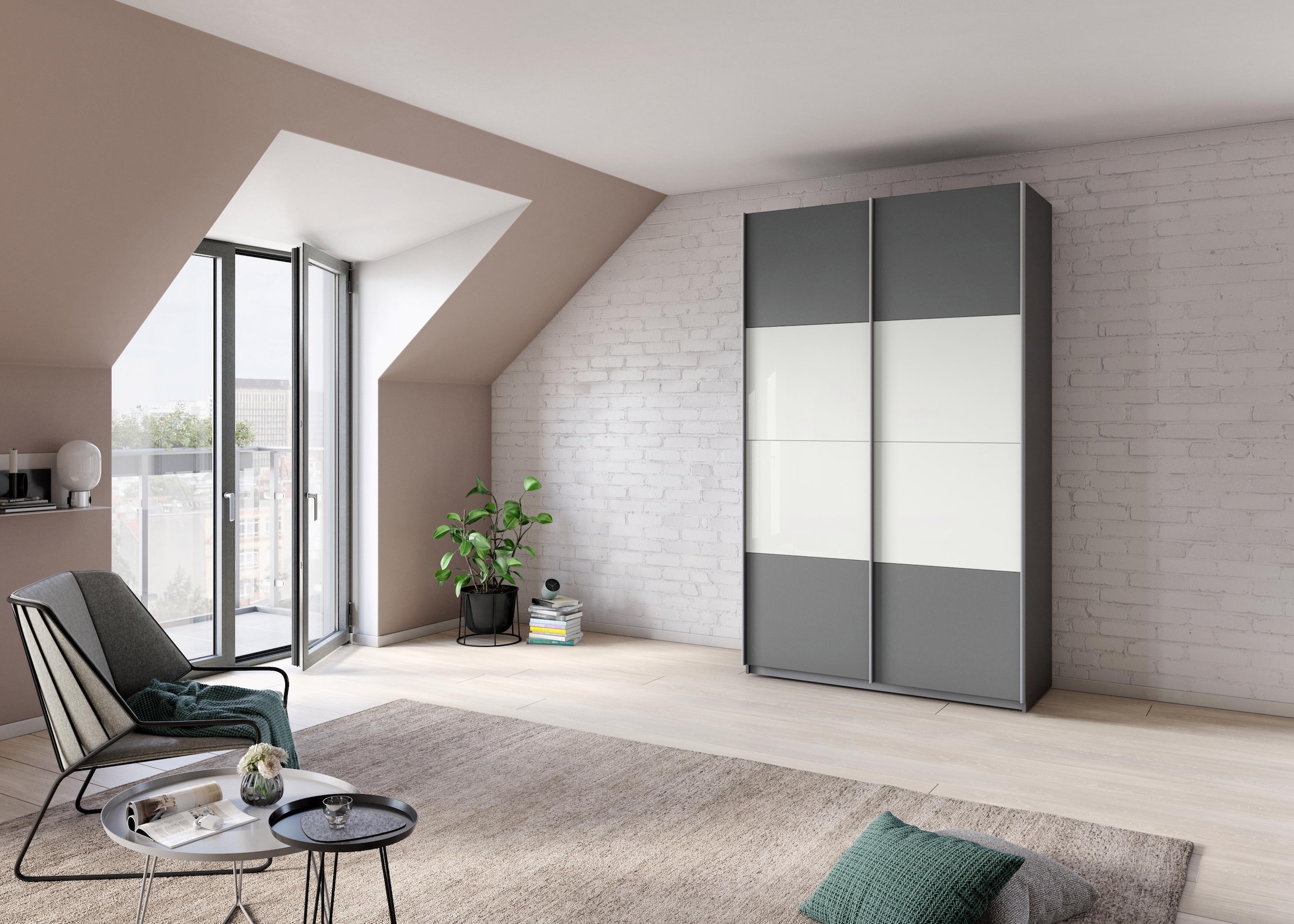 rauch Schwebetürenschrank »Quadra Bestseller Schlafzimmerschrank in vielen Breiten«, Kleiderschrank Garderobenschrank Schrank mit Glaselementen
