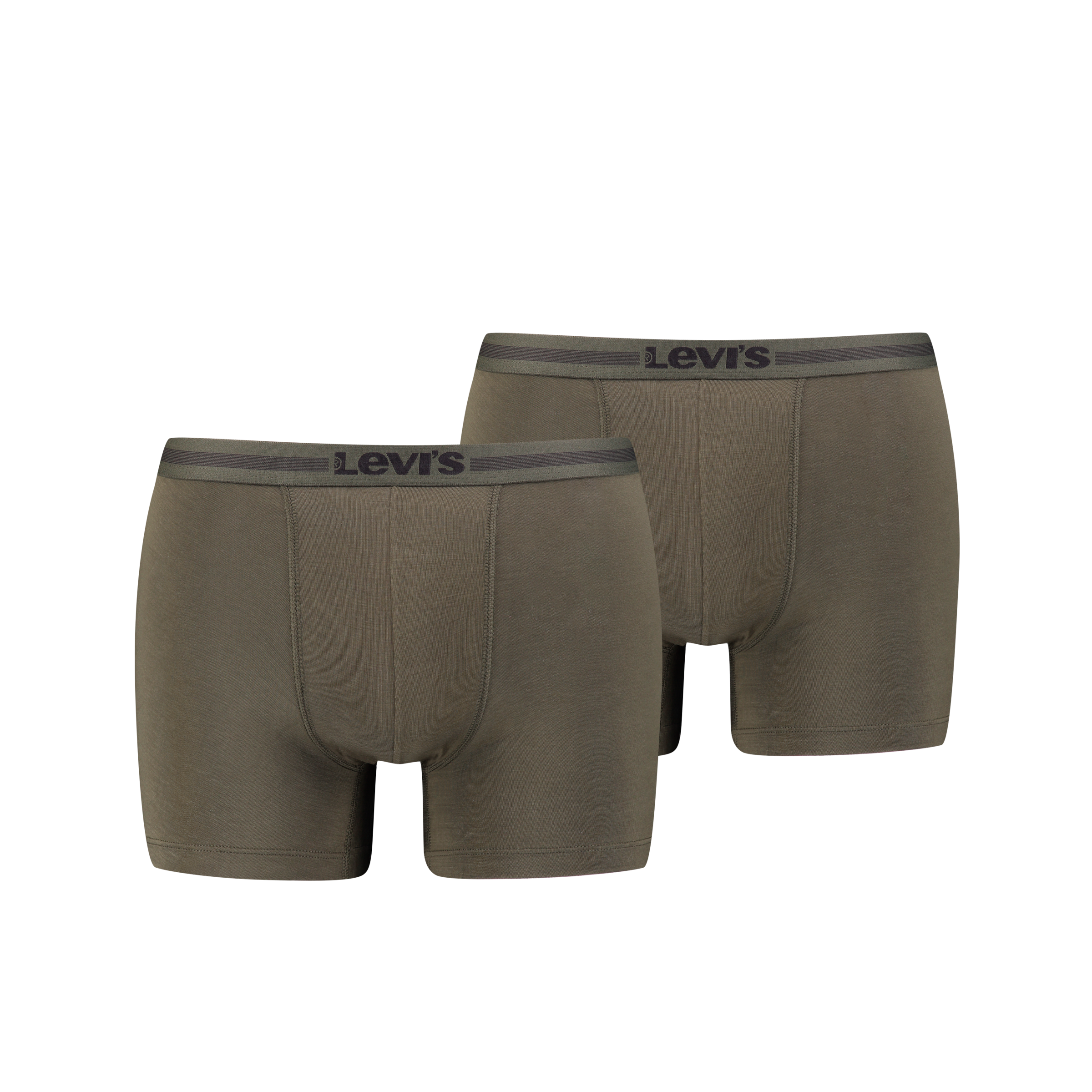 Levis Khaki Boxershorts "Levis Men Tencel Boxer Brief 2P" Packung, 2 Stk. Mit Breitem Logobund