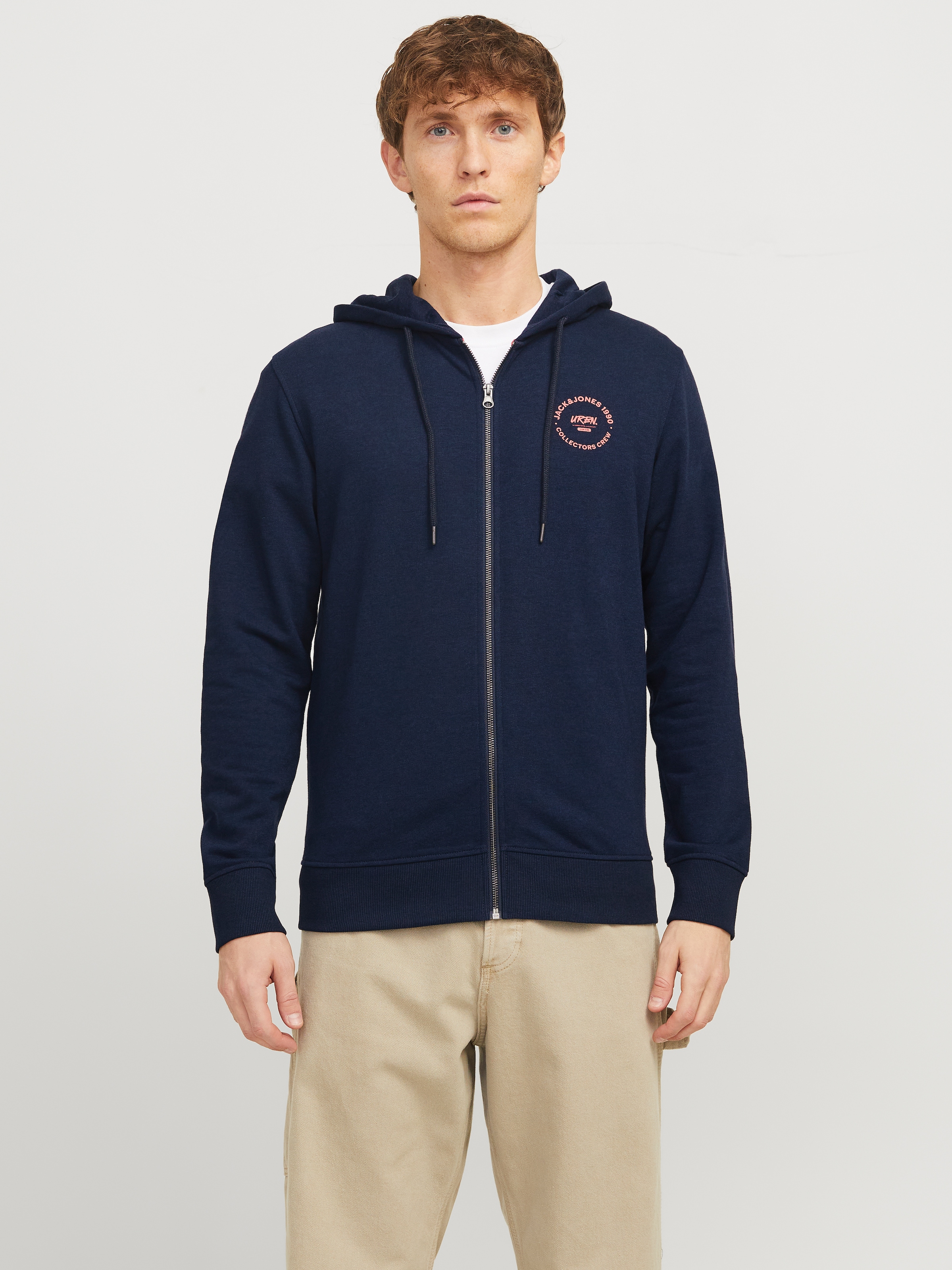 Jack & Jones Kapuzensweatjacke »JJSIMON Hoodie mit Reissverschluss und hohem Baumwollanteil« bedruckt, modisch, regular fit, Baumwollmischung, Kapuze