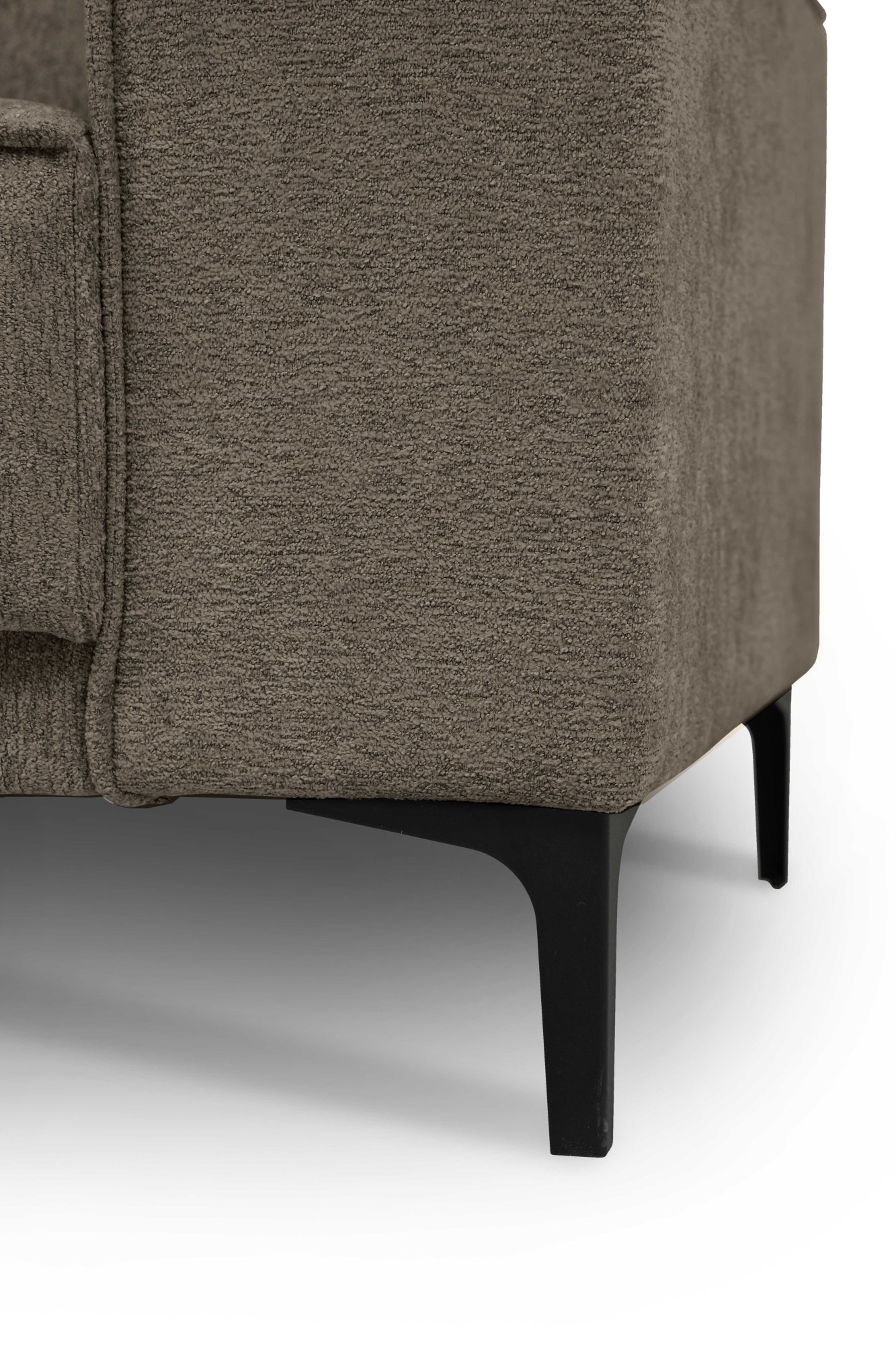 Places of Style Ecksofa »Polsterecke Oland, Struktur, Flachgewebe, Luxus-Microfaser, Boucle«, L-Form, 289 cm, Wellenunterfederung, Skandi-Design, Metallfüsse