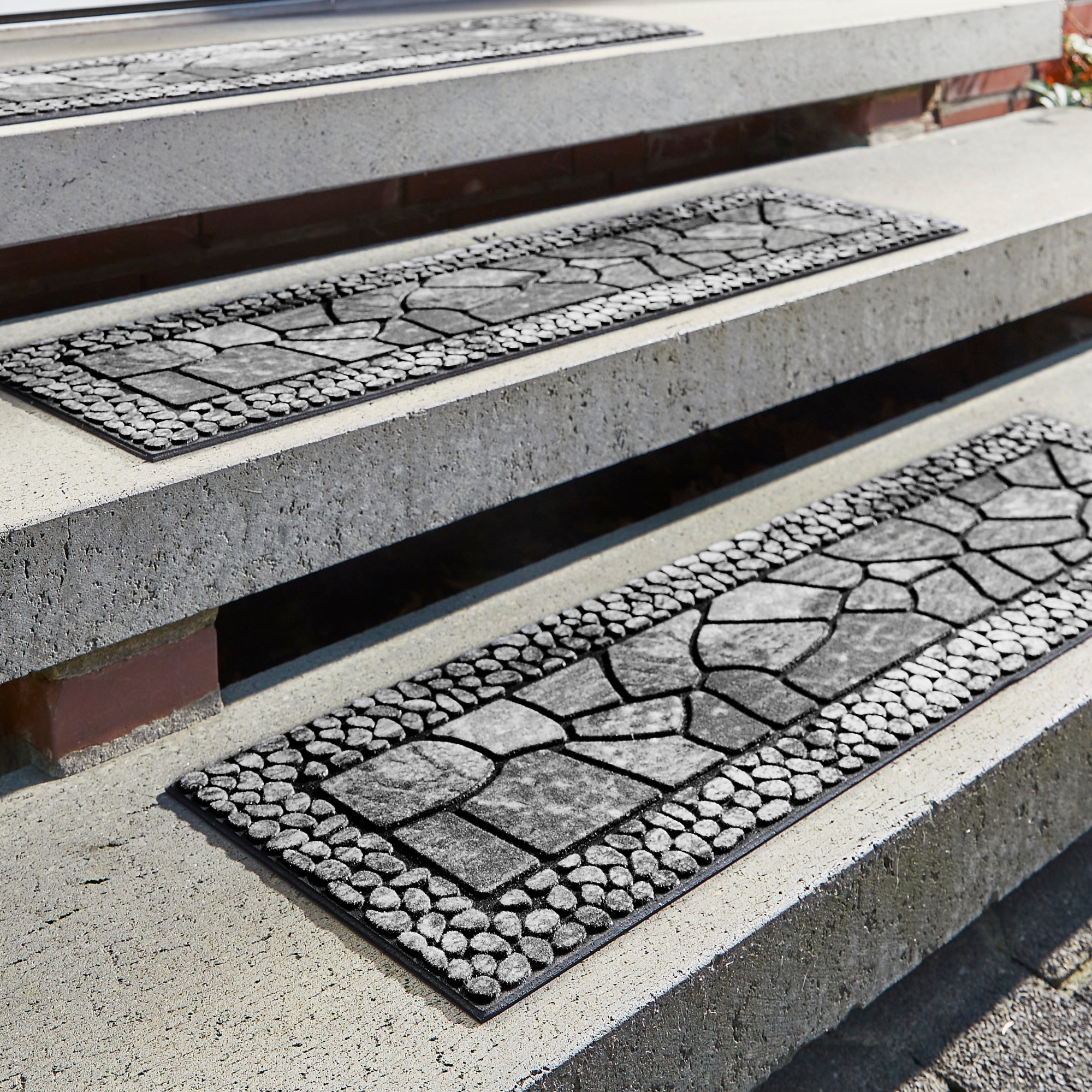 Andiamo Stufenmatte "Outdoor, 2er Set" rechteckig 6 mm Höhe Outdoor-Stufenmatten, Stein Motiv, Gartenbereich, Außenbereich