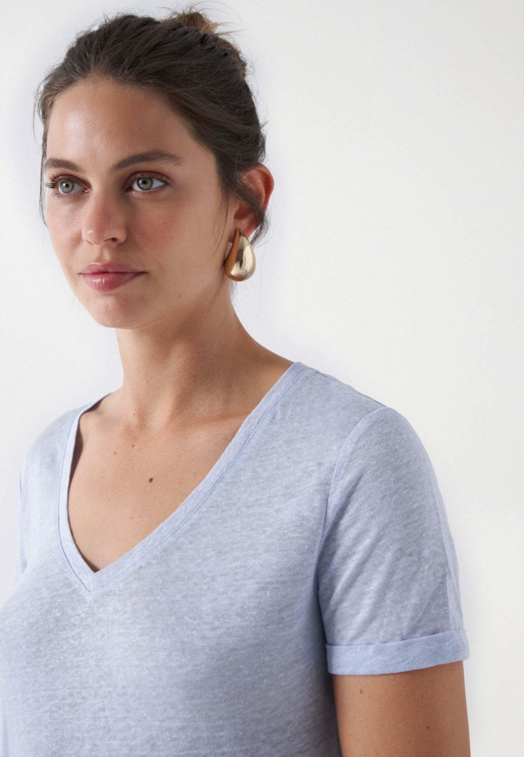 Salsa T-Shirt »Salsa Jeans T-Shirts Linen V-Neck T-Shirt«