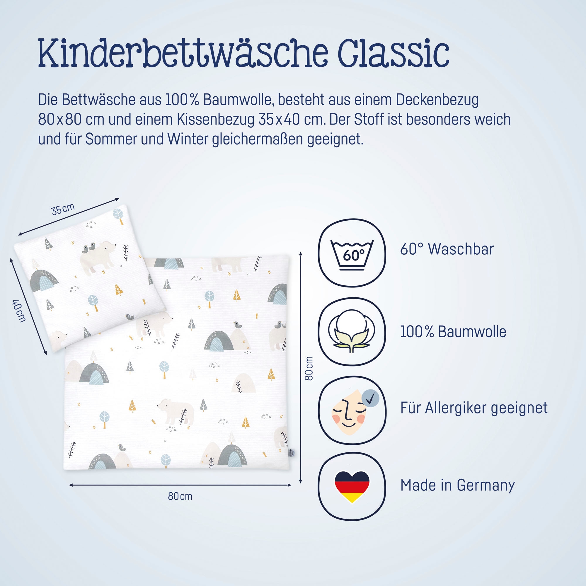 Julius Zöllner Kinderbettwäsche »Mountain Bear«, mit niedlichem Muster