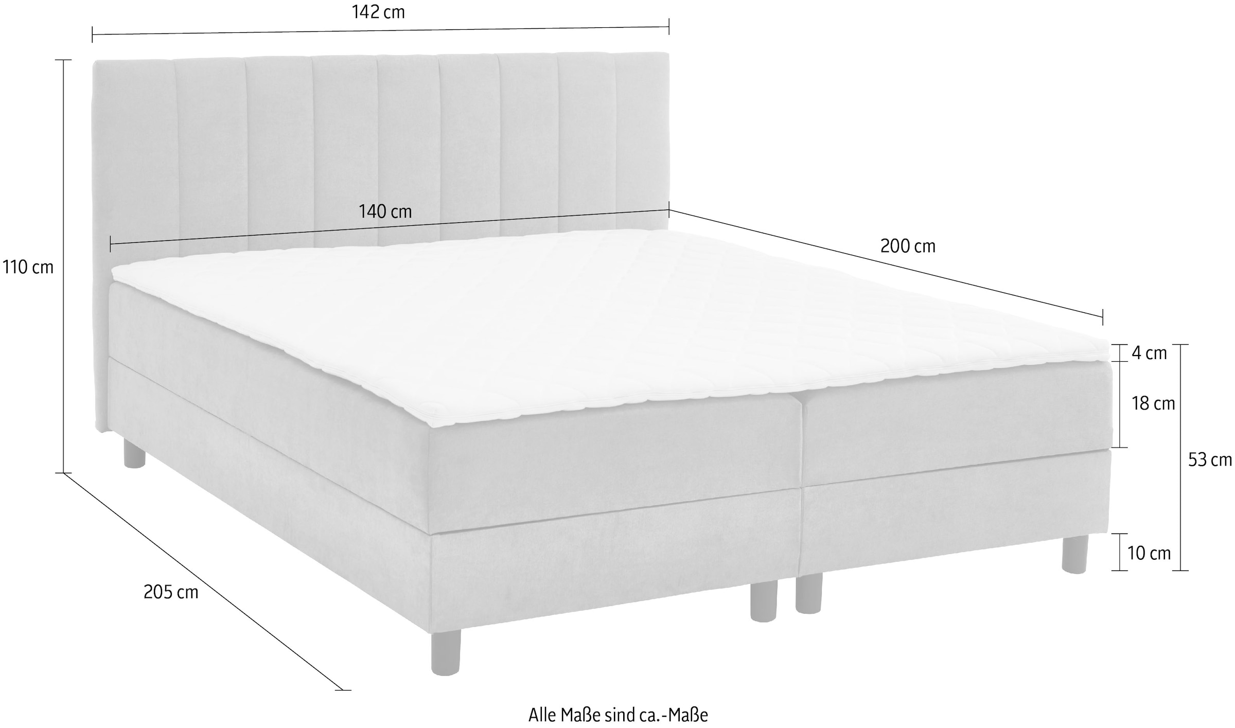 ATLANTIC home collection Boxbett »Henriete«, Tonnentaschenfederkern-Matratze und Topper, wahlweise mit Bettkasten