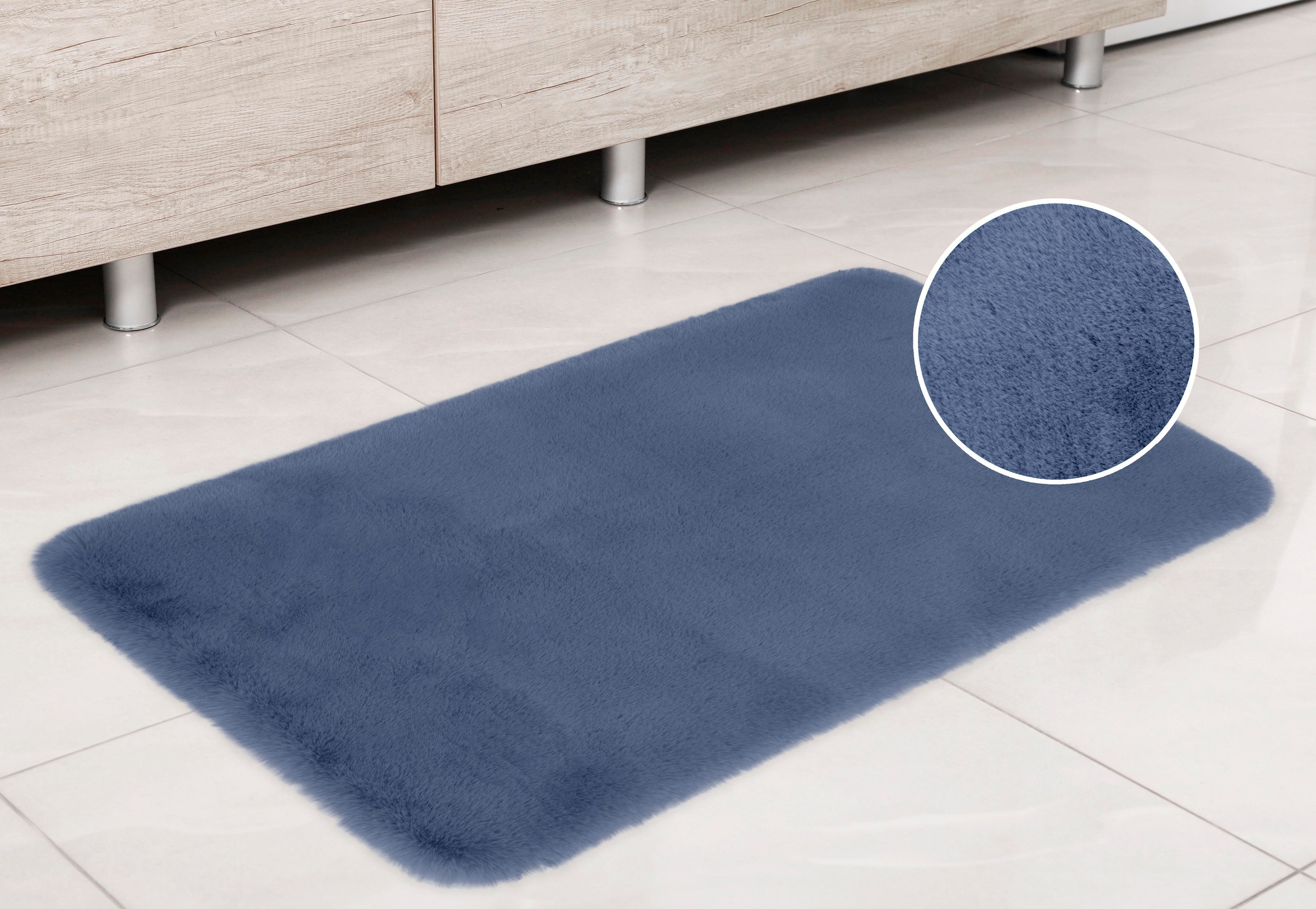 my home Badematte »Rabbit Badematten, Badvorleger, Badezimmer Teppich«, rutschhemmend beschichtet, strapazierfähig-fussbodenheizungsgeeignet-schnell trocknend, Kaninchenfell-Haptik, Badteppich, rechteckig, rund & als 3-tlg. Set
