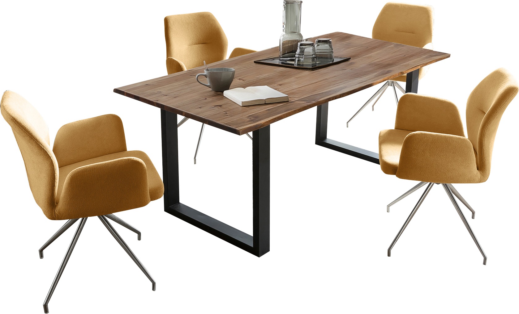 SalesFever Essgruppe »Stilvolle Essgruppe«, (Set, 5 tlg.), 5-teiliges Set: Behandelte Tischplatte mit seidenmattem Finish