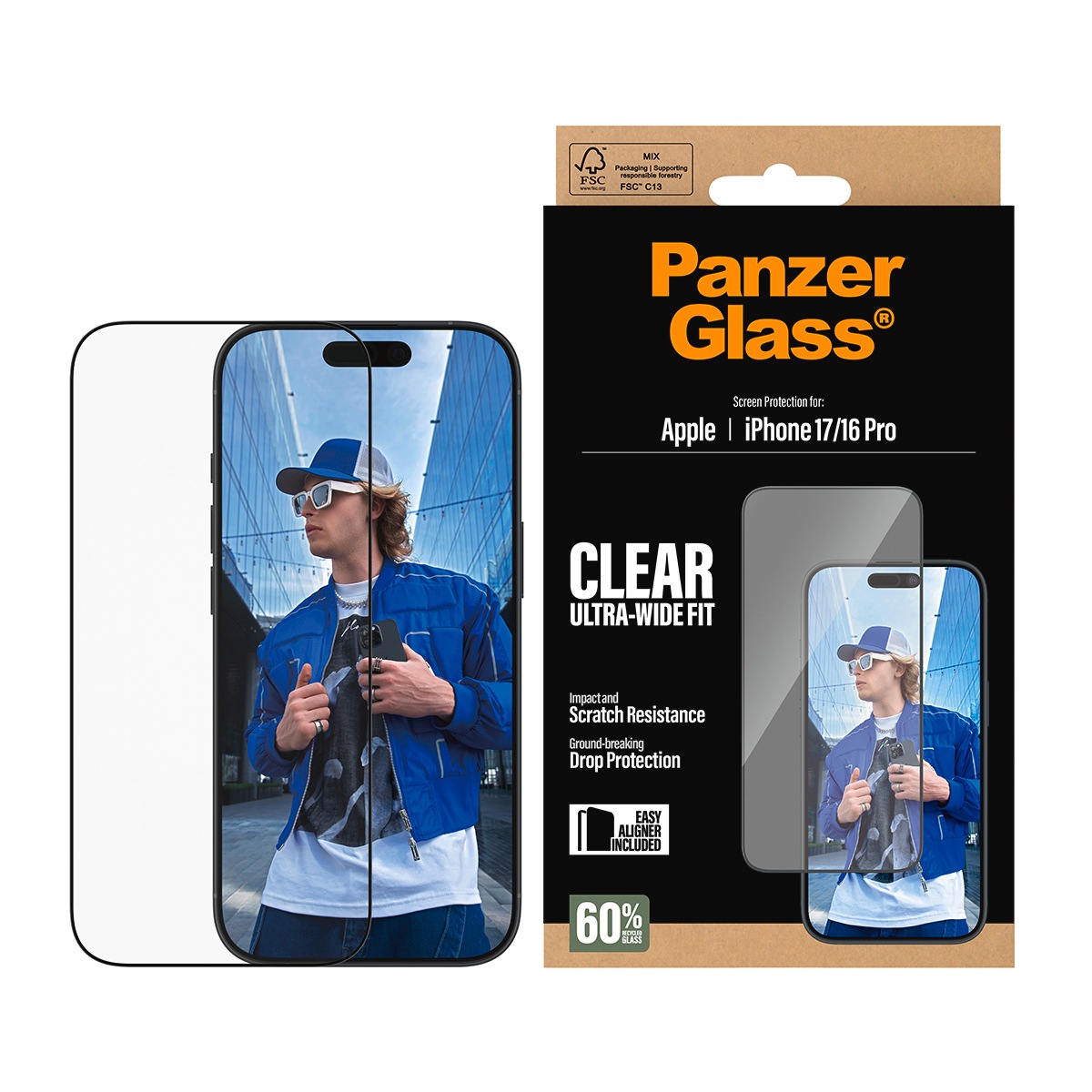 CARE by PanzerGlass Displayschutzglas »Ultra-Wide Fit Screen Protector« für Apple iPhone 17;Apple iPhone 16 Pro Displayschutzfolie, Schutzfolie, Bildschirmschutz, kratz- & stossfest