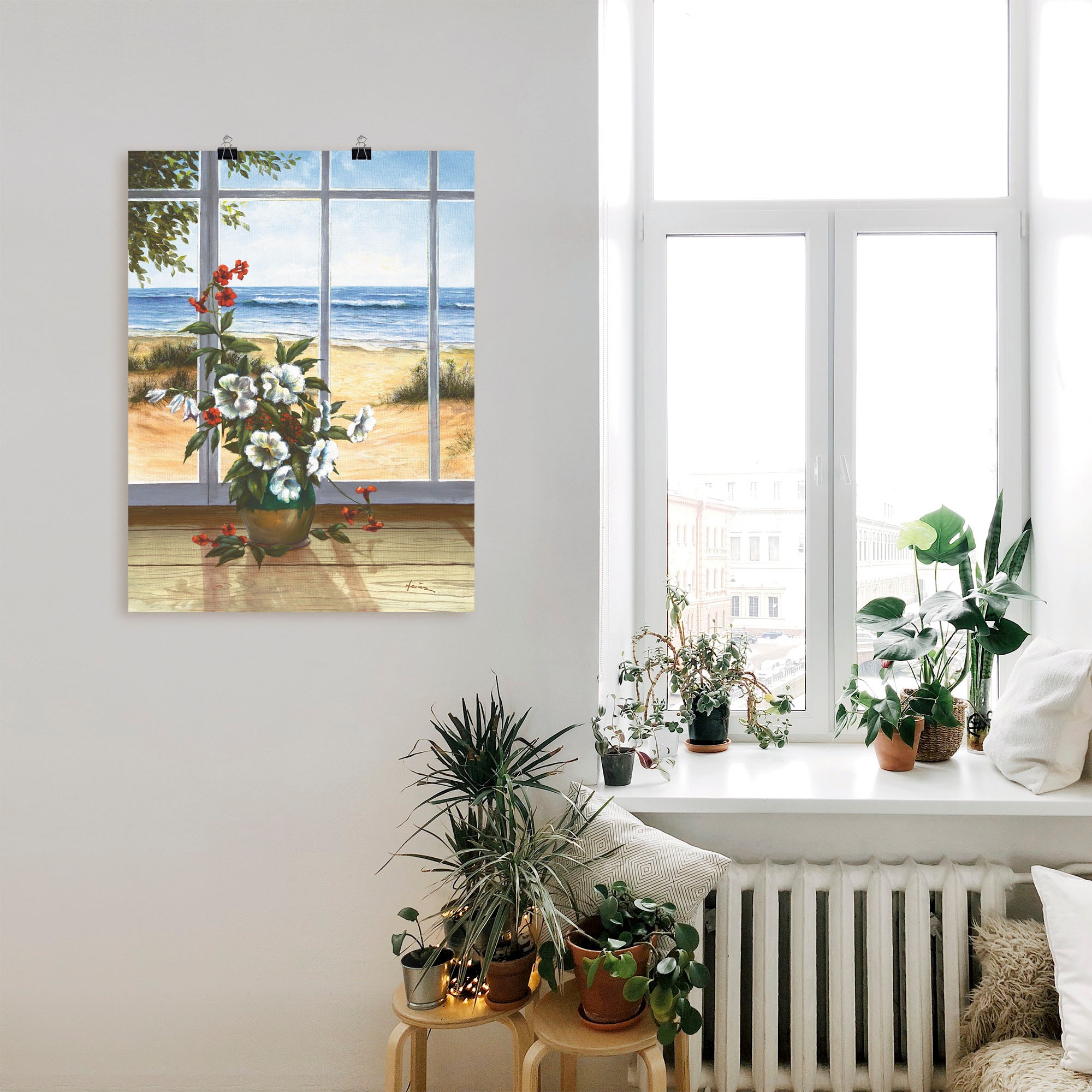 Artland Wandbild »Meerblick«, Fensterblick, (1 St.), als Leinwandbild, Poster in verschied. Grössen