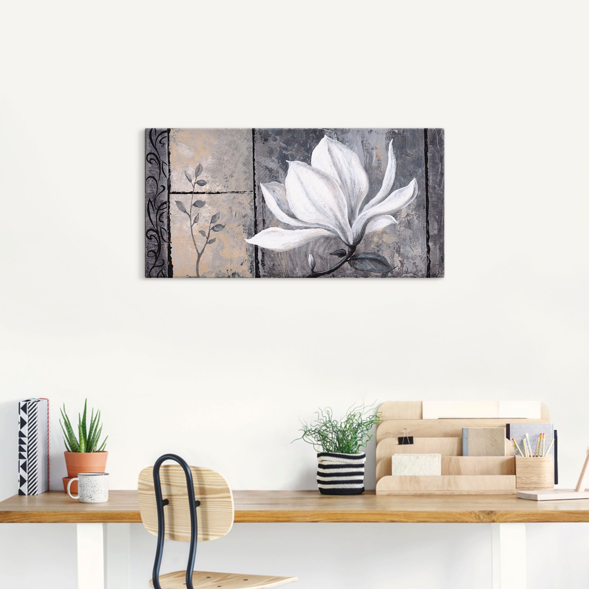 Artland Leinwandbild "Klassische Magnolie" Blumen 1 Stk. tlg. auf Holzrahmen gespannt