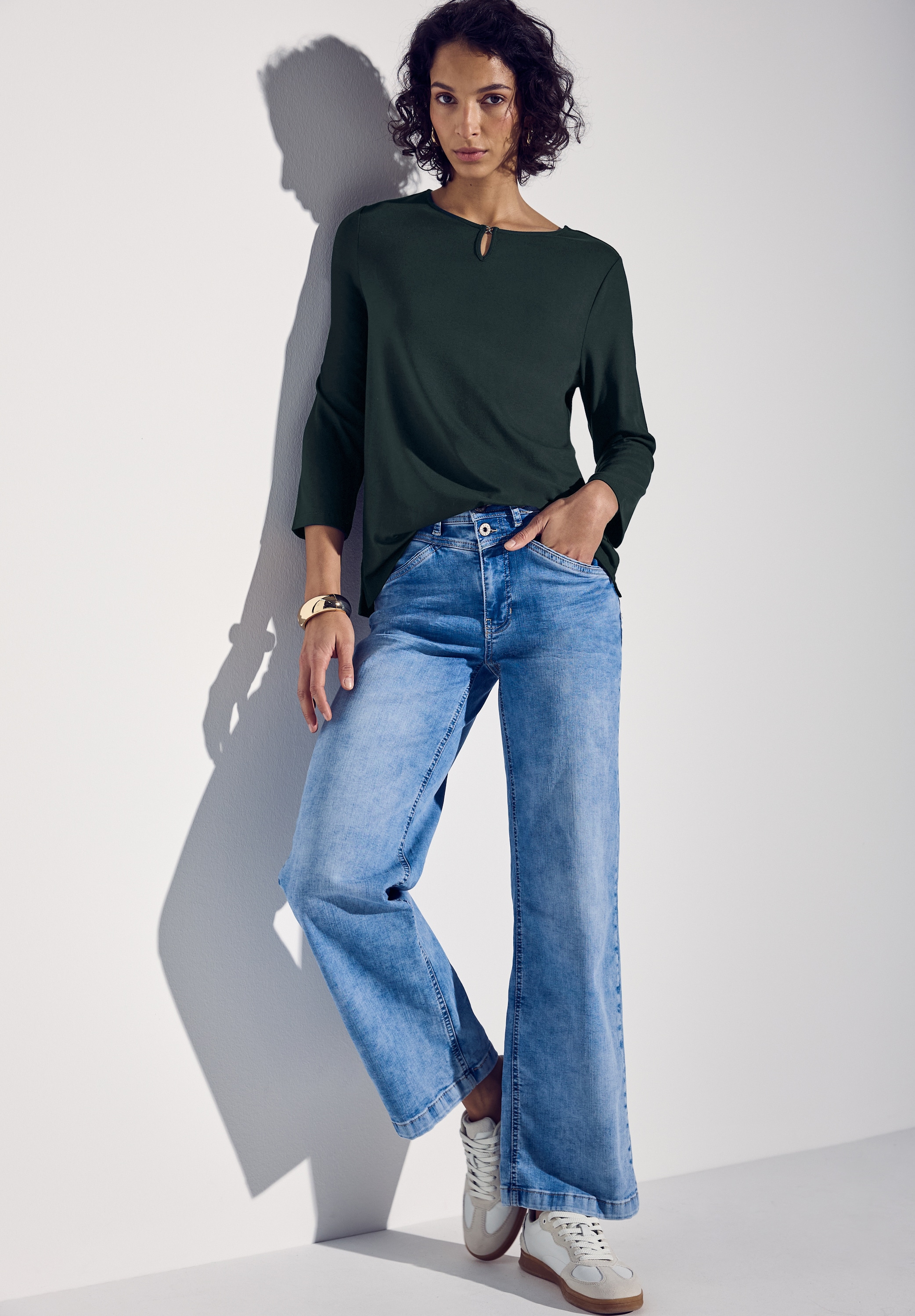 STREET ONE 3/4-Arm-Shirt, mit Cut-Out Ausschnitt