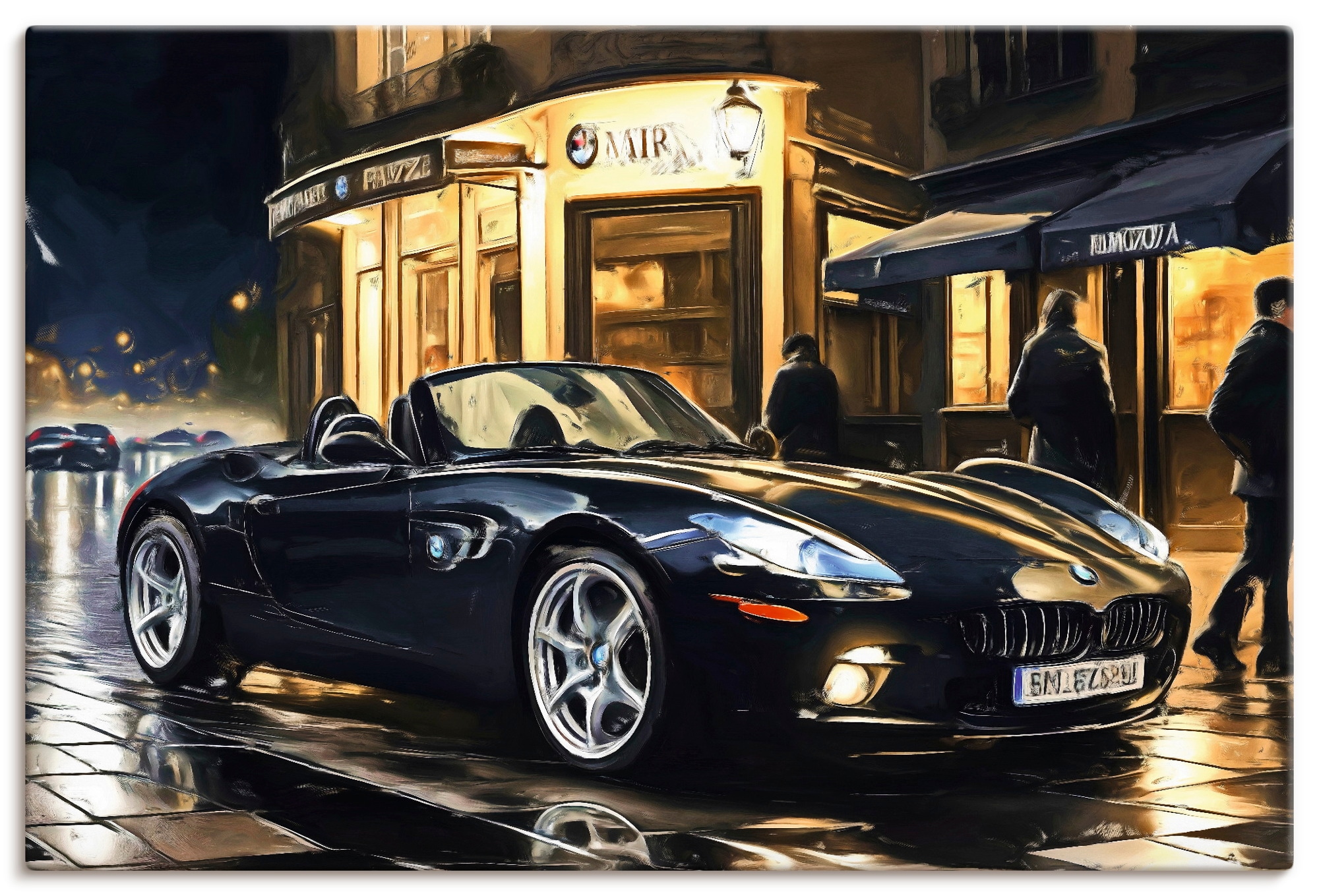 Artland Wandbild "BMW Z8 nachts in Paris" Auto 1 Stk. tlg. als Alubild, Leinwandbild, Poster, Wandaufkleber in verschied. Grössen