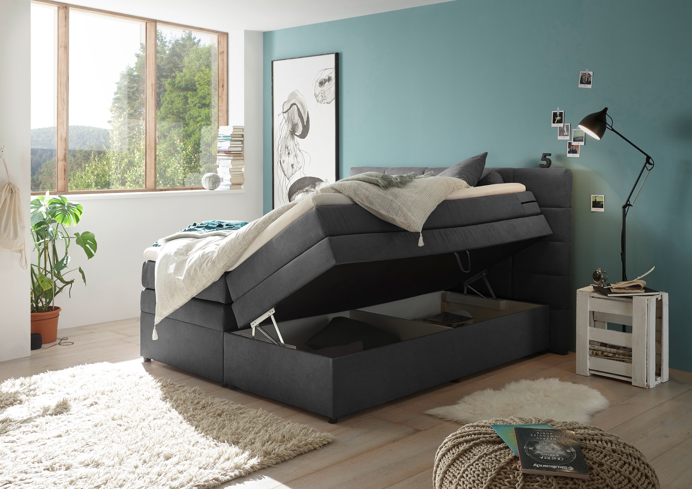 ED EXCITING DESIGN Boxspringbett »Tacoma«, inkl. Bettkasten und Topper