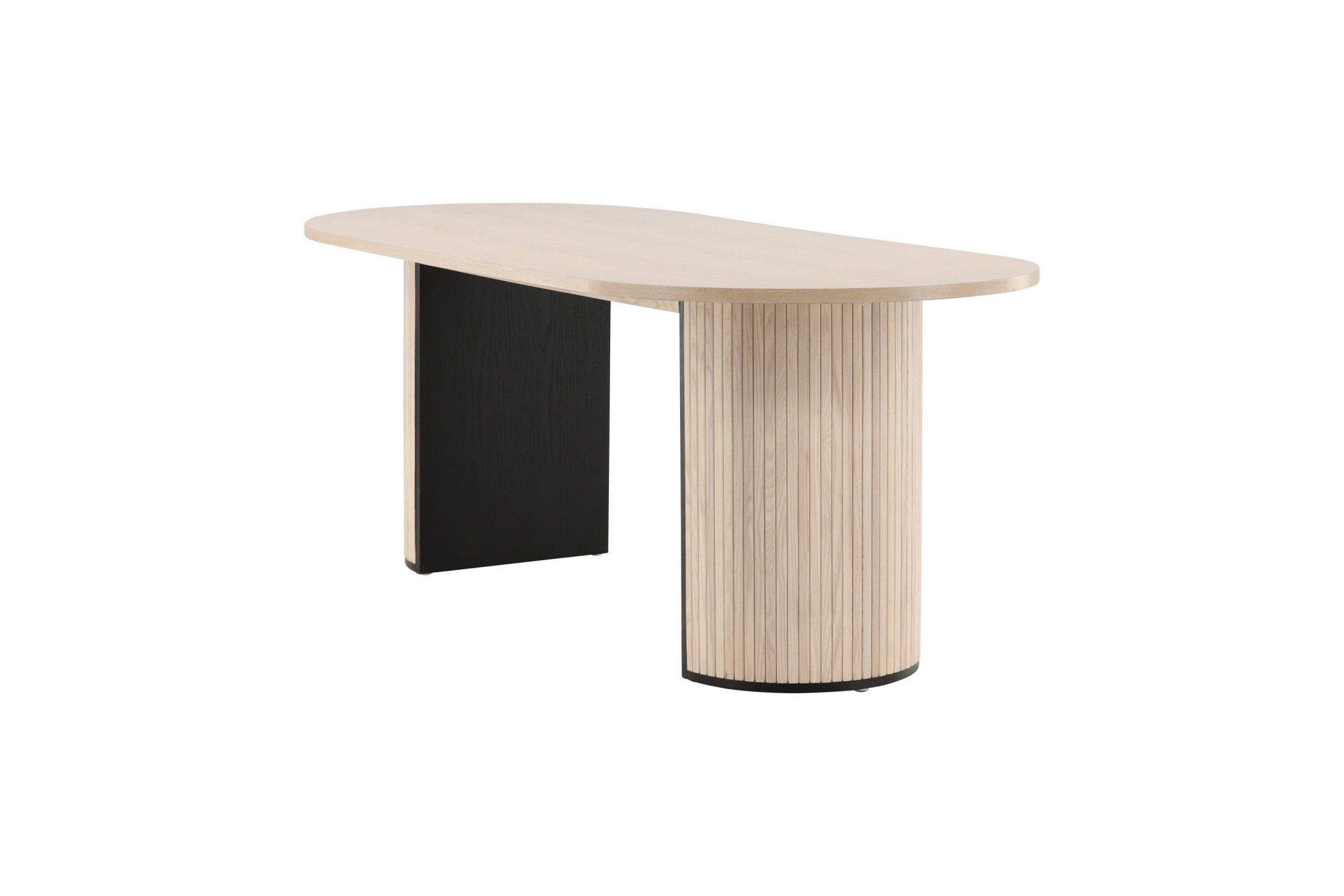 VENTURE DESIGN Bianca Oval Esstisch, weiß gekalktes Furnier, 200x90
