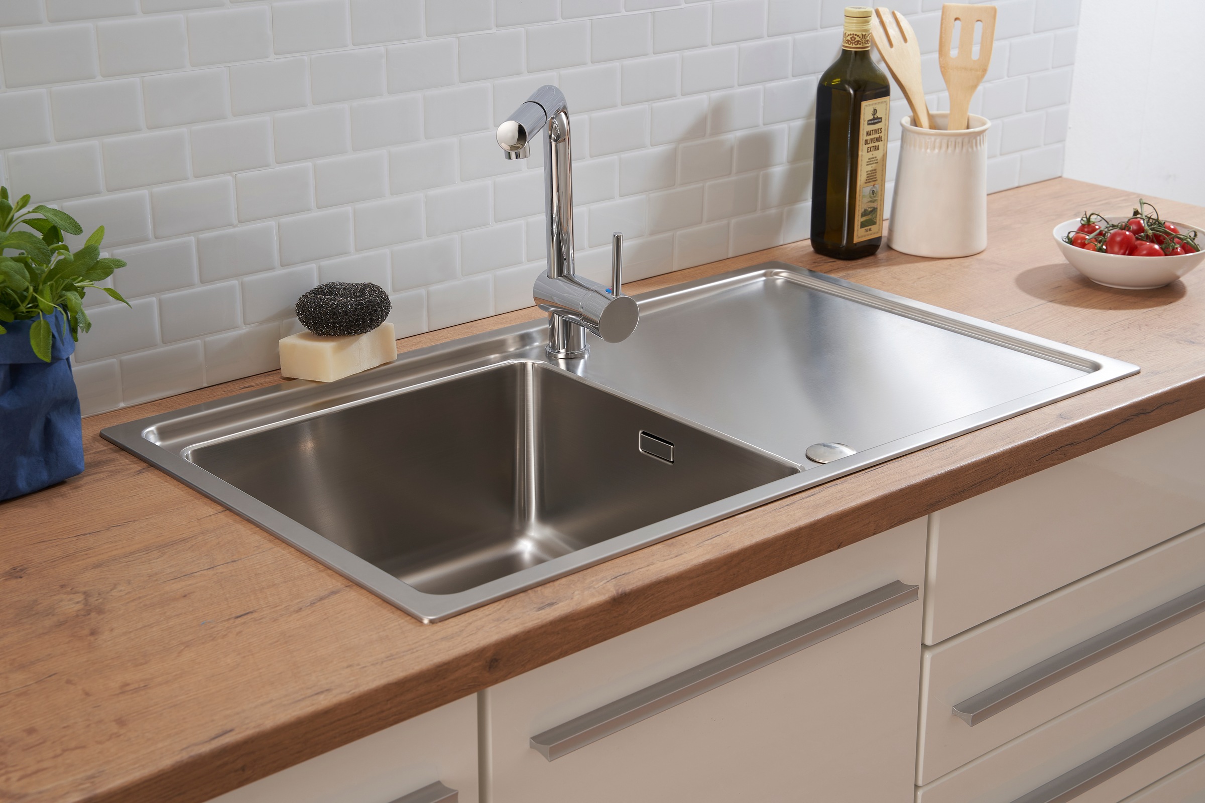 Respekta - Lavello Da Incasso In Acciaio Inox, Lavello Da Cucina, Lavello 86 X 50 Cm Chicago