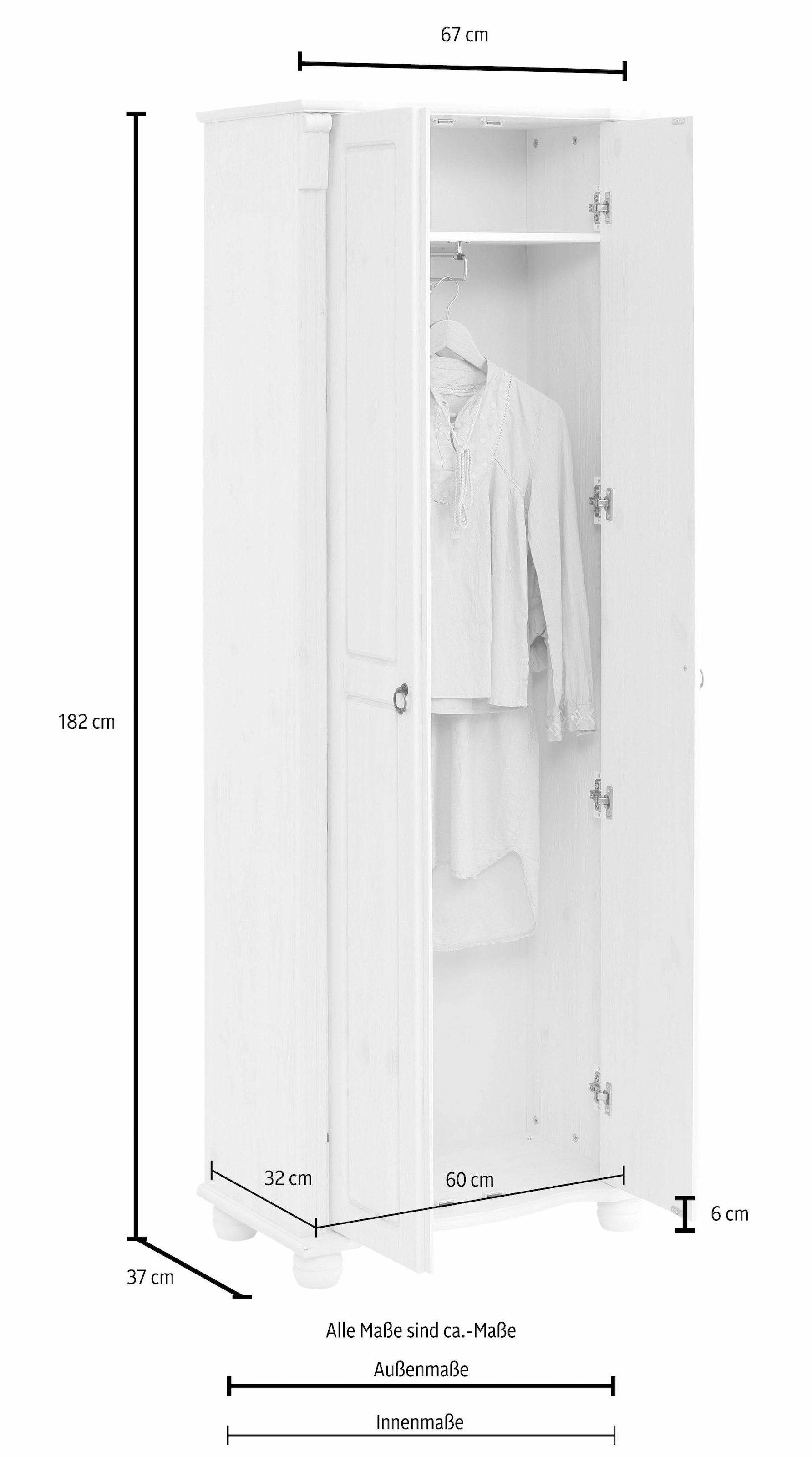 Home affaire Garderobenschrank, Florenz», 67 cm breit, aus massiver Kiefer  online bestellen | Jelmoli-Versand
