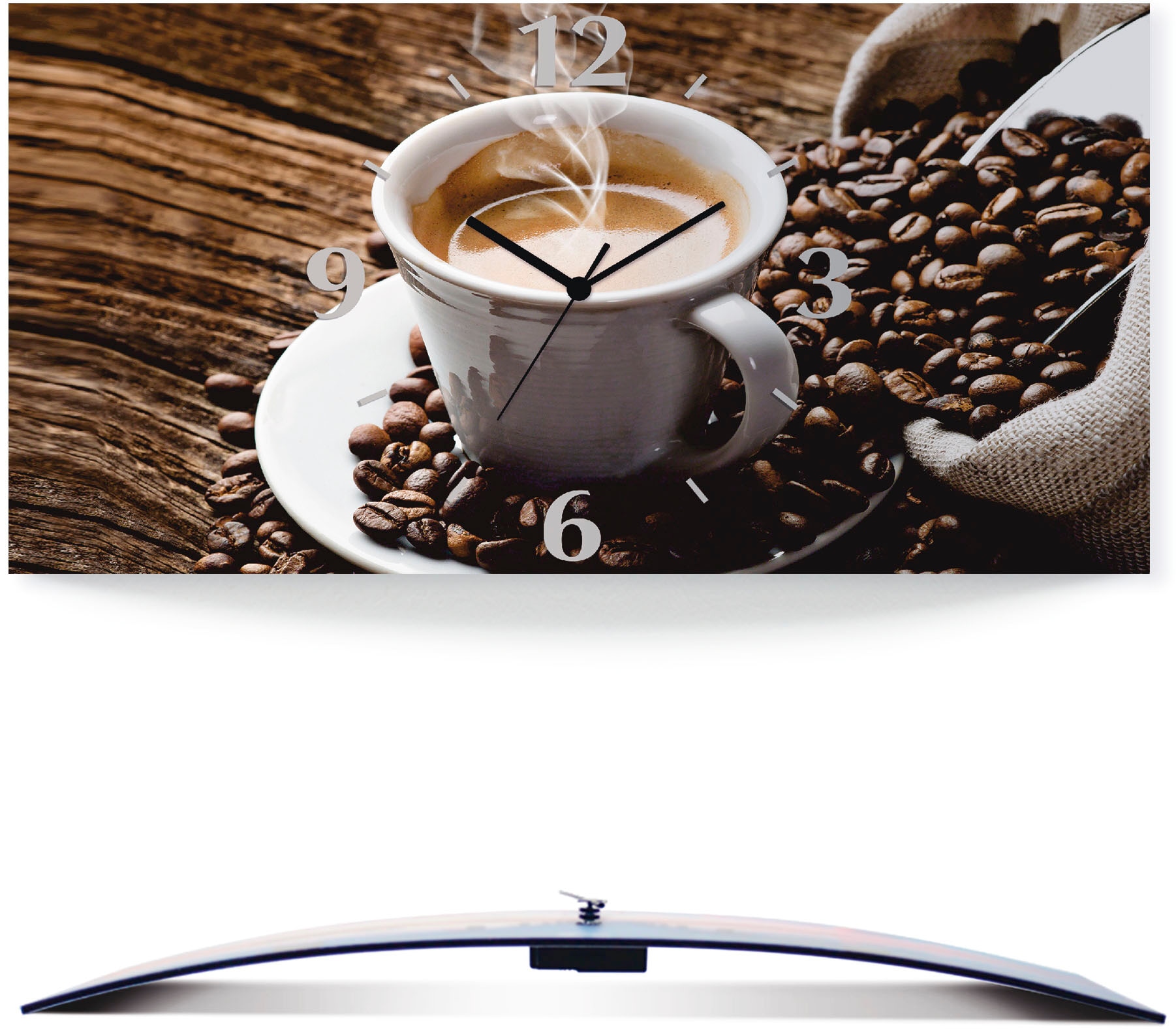 Artland Wanduhr "Heisser Kaffee - dampfender Kaffee" wahlweise mit Quarz- oder Funkuhrwerk, lautlos ohne Tickgeräusche
