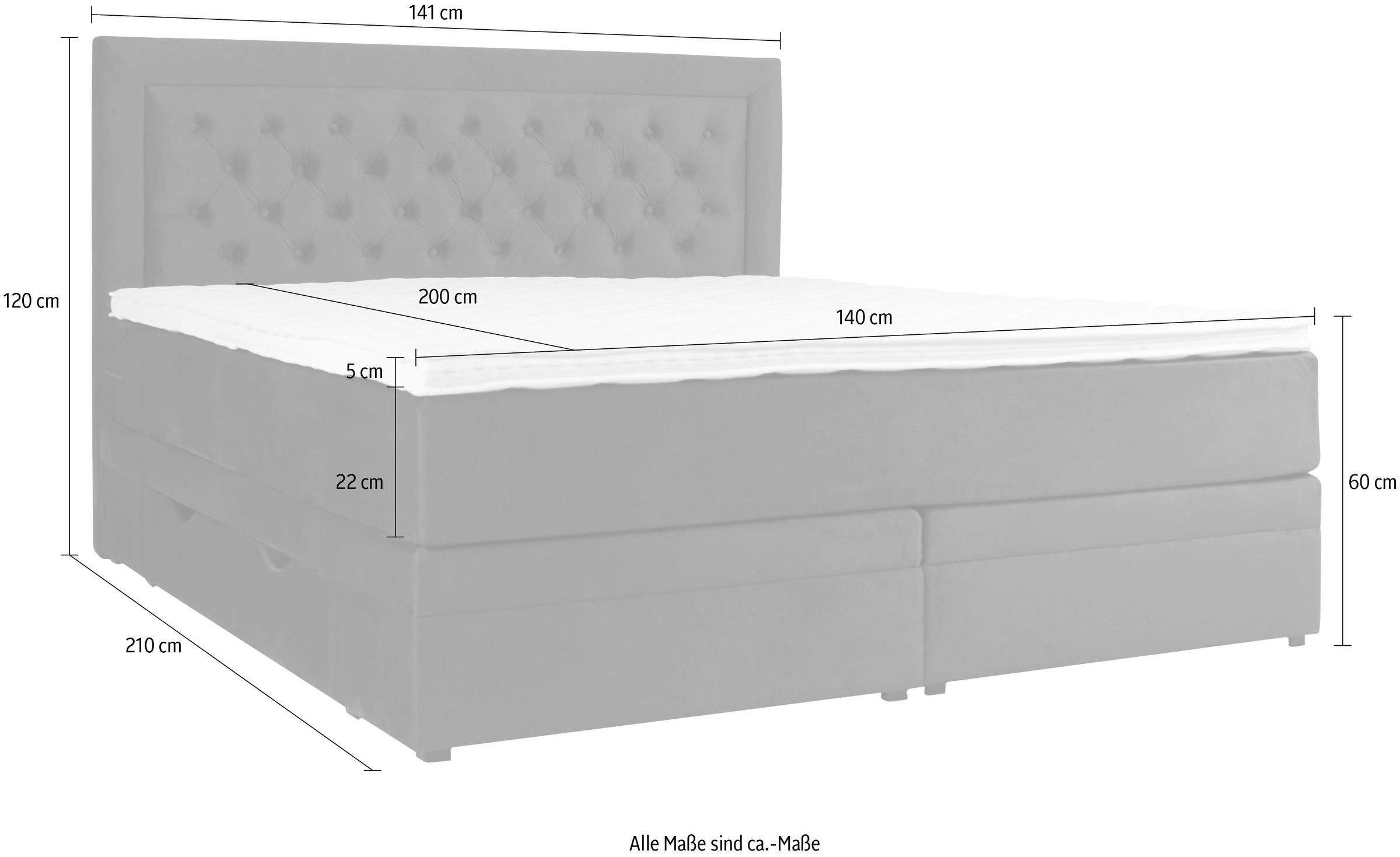 Leonique Boxspringbett »Julien«, mit Taschenfederkernmatratze
