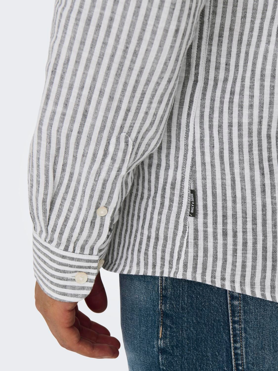 ONLY & SONS Kurzarmhemd »ONSCAIDEN LS STRIPE LINEN SHIRT 660 NOOS«