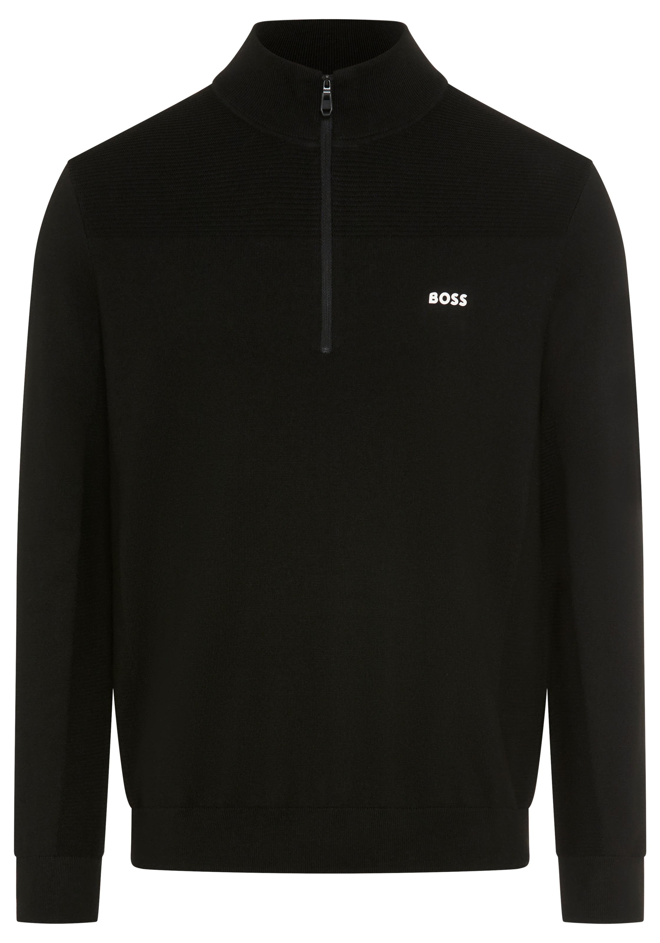 BOSS GREEN Strickpullover Stehkragen mit Reissverschluss, Regular Fit