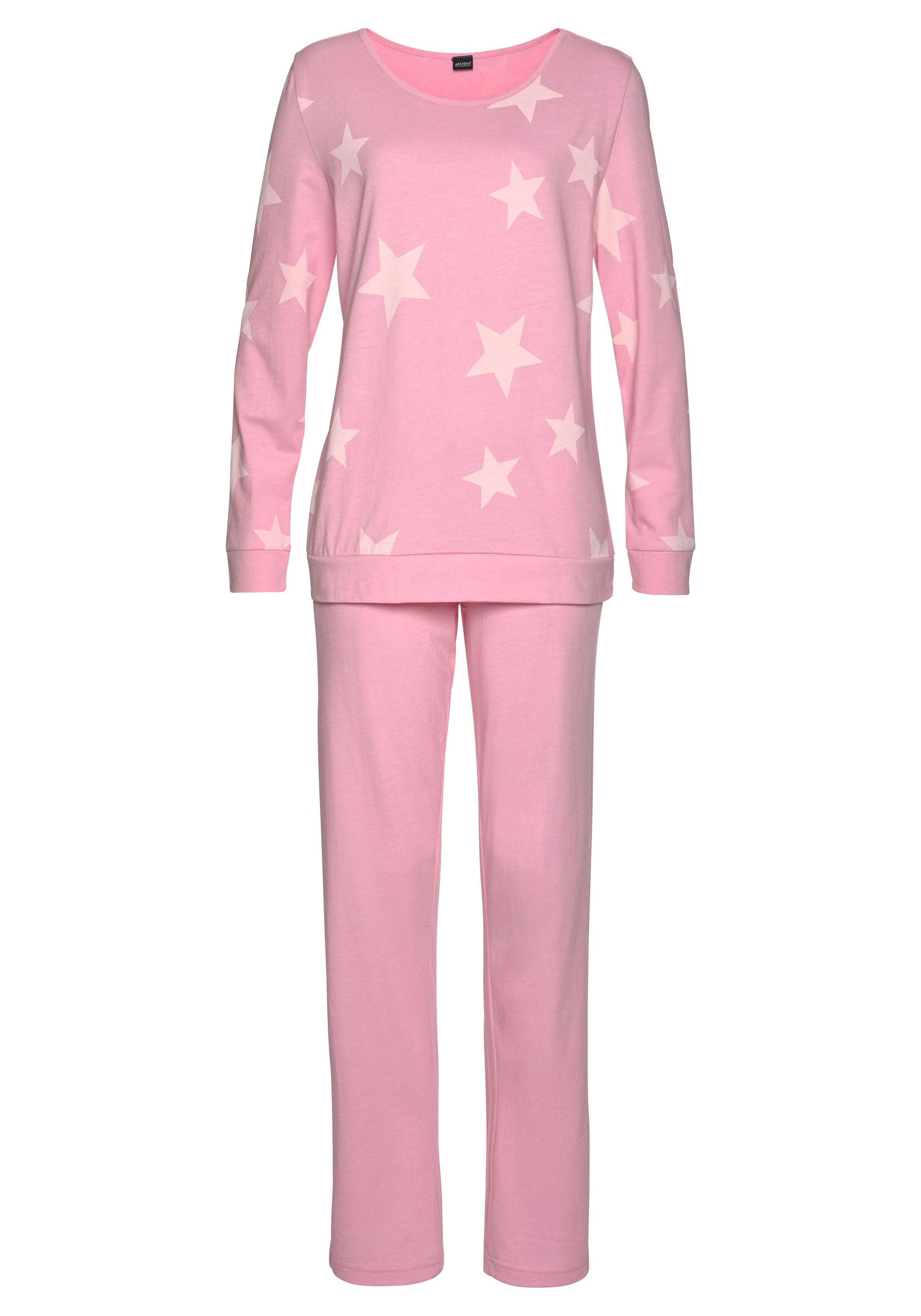 Arizona Pyjama, (4 tlg., 2 Stück), in melierter Optik mit Sternen
