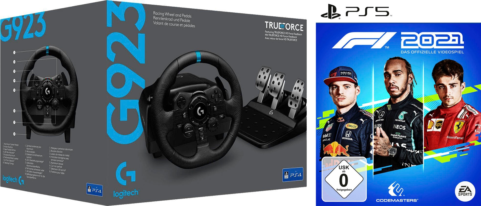 ➥ Logitech G Gaming-Lenkrad »G923 für PS5 und PC«, inkl. F1 2021