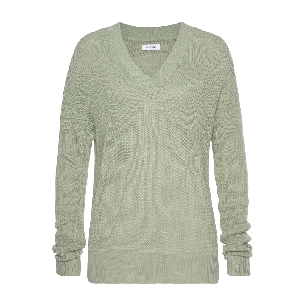 LASCANA V-Ausschnitt-Pullover, aus weichem Strick, bequemer Damenpullover