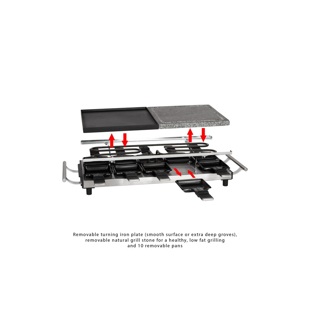 ProfiCook Raclette »PC-RG 1144 10 Personen«, 10 St. Raclettepfännchen, 1700 W