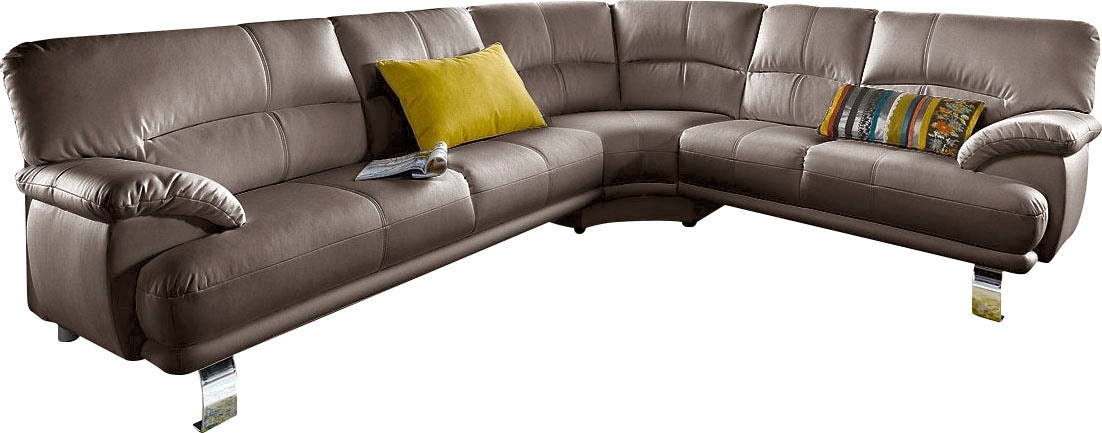 TRENDMANUFAKTUR Ecksofa »Cecilia in italienischem Design, modern und komfortabel, L-Form«, bequeme Armlehnen, mit langem Schenkel