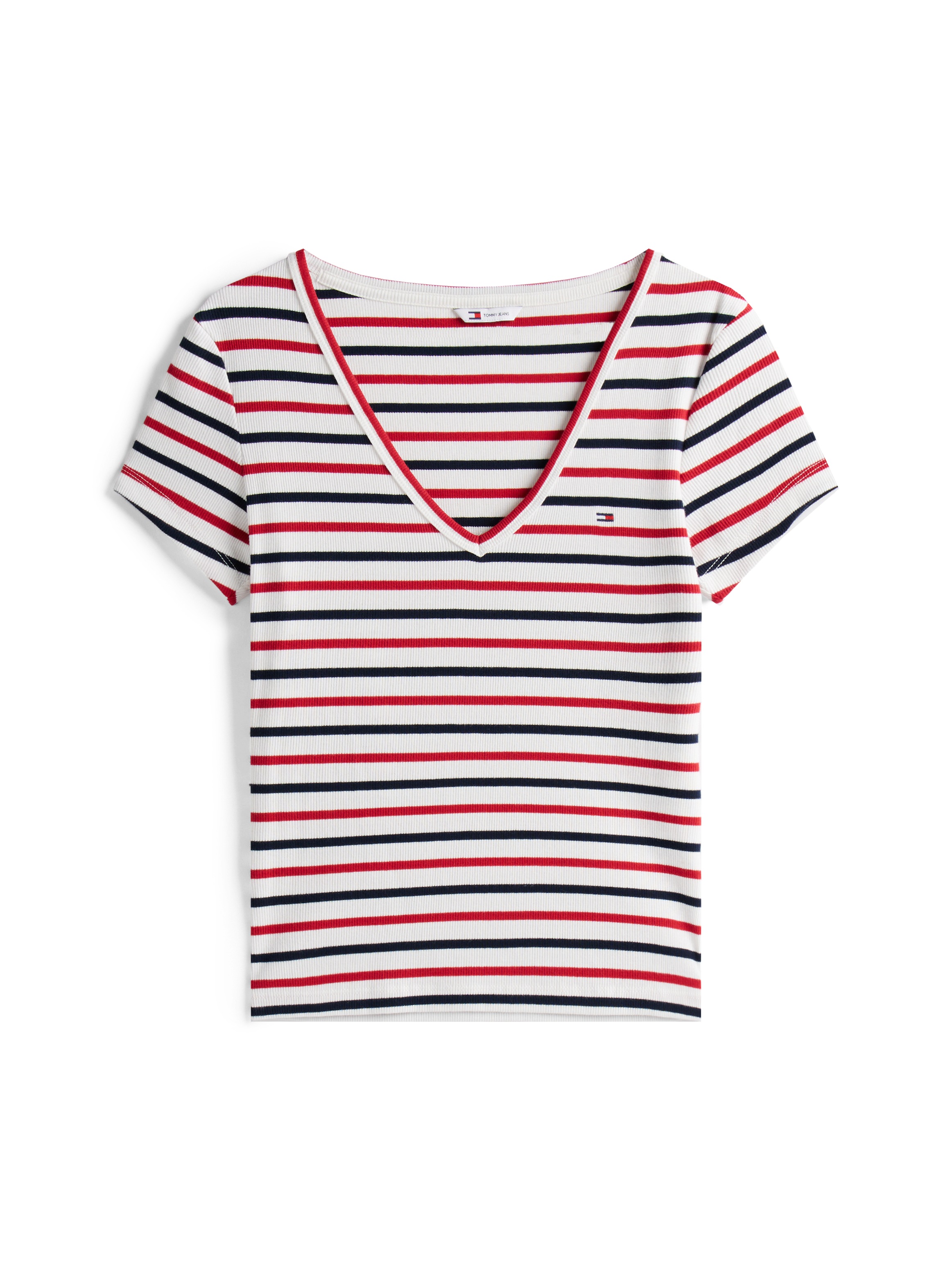 Tommy Jeans Kurzarmshirt »TJW SLIM ESSENTIAL RIB V SS«, mit gerippter Struktur