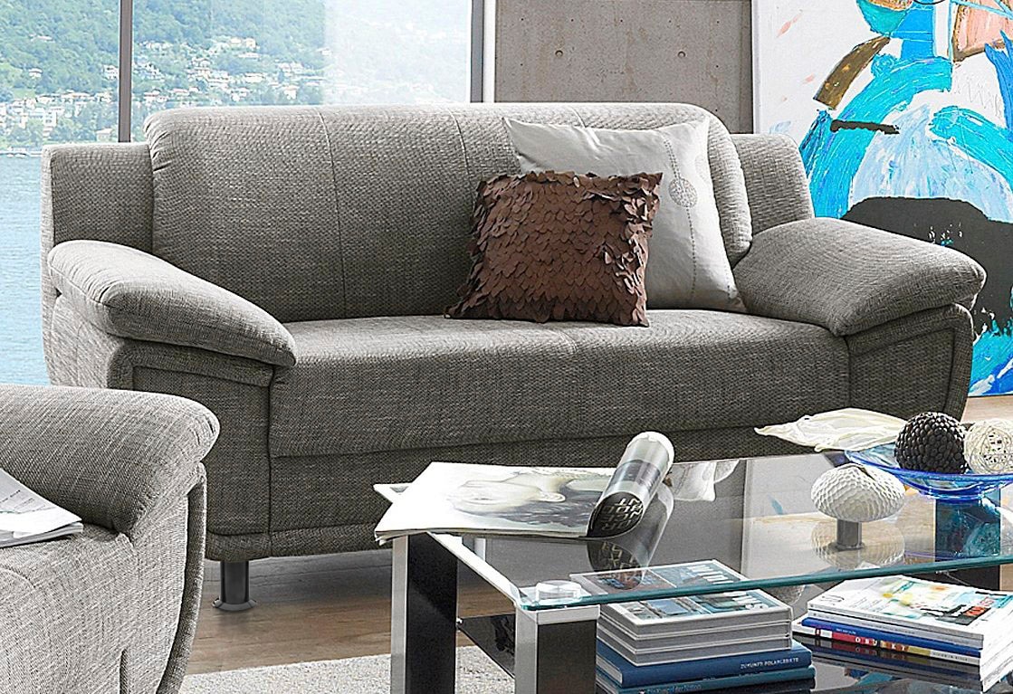 TRENDMANUFAKTUR 2-Sitzer "Rondo, Breite 178 cm, breite Armlehnen, Füsse schwarz" Couch wahlweise mit Federkern und in verschiedenen Bezügen bestellbar