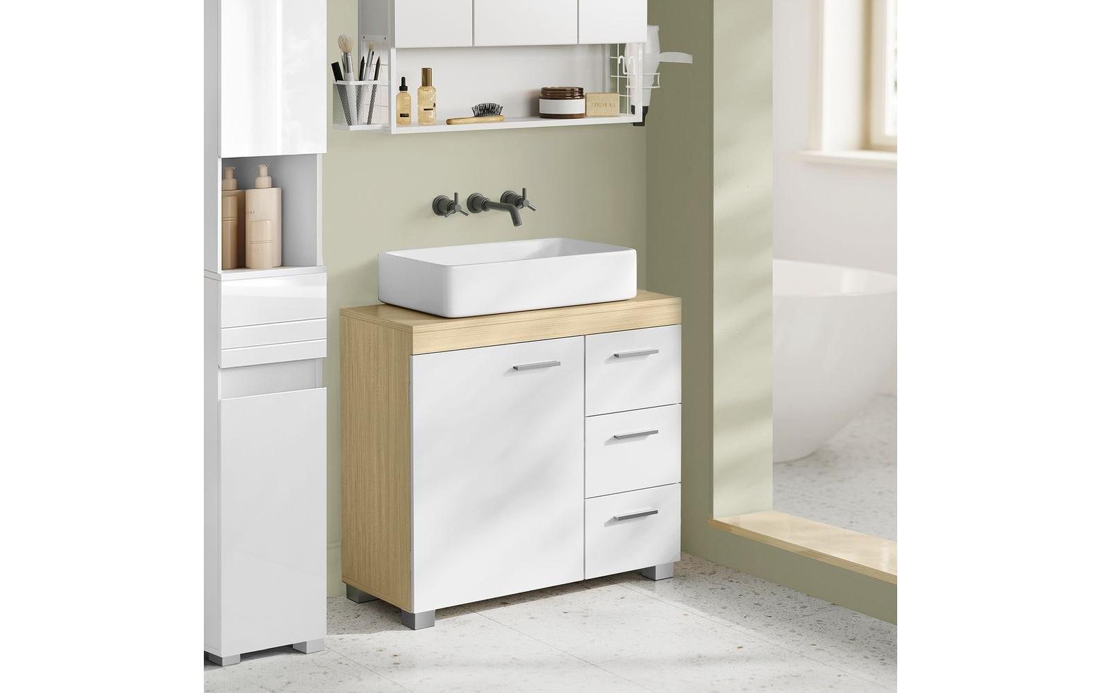 VASAGLE Badregal »64 x 70 cm Braun/Weiss«