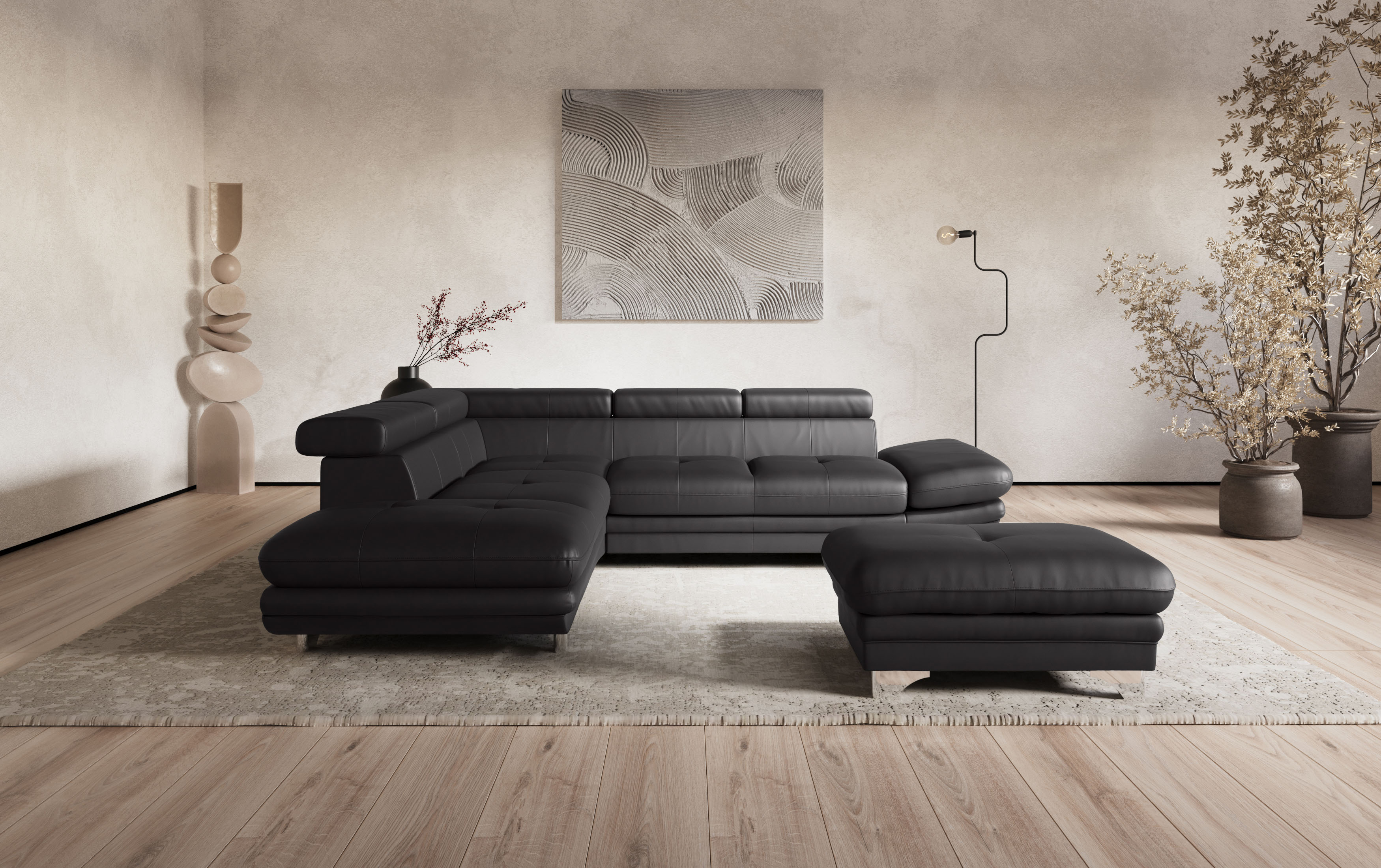 COTTA Ecksofa "Enterprise L-Form" mit Arm- & Kopfteilverstellung, wahlweise mit Bettfunktion