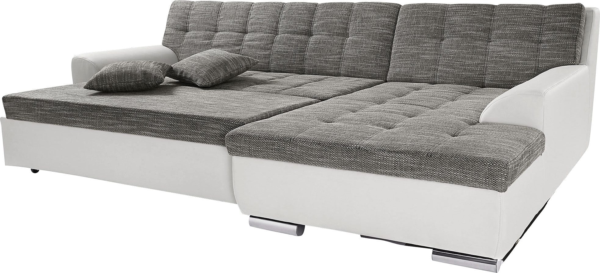 DOMO collection Ecksofa »Treviso viele Bezüge, auch in Cord, L-Form, B/T/H: 267/80/83 cm«, wahlweise mit Bettfunktion, incl. Zierkissen, hochwertige Steppung